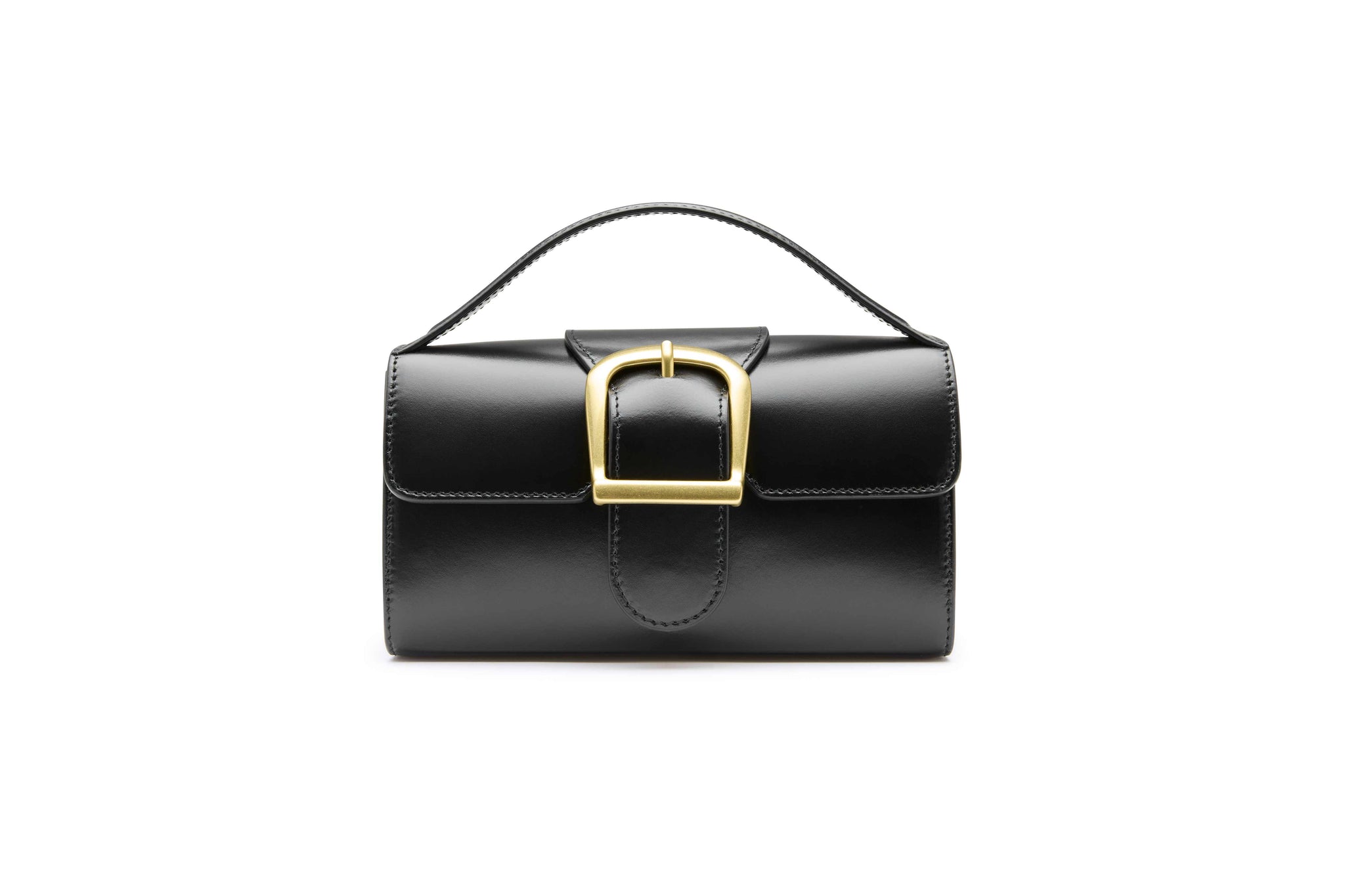 10.1 Black Mini Satchel with Flat Handle