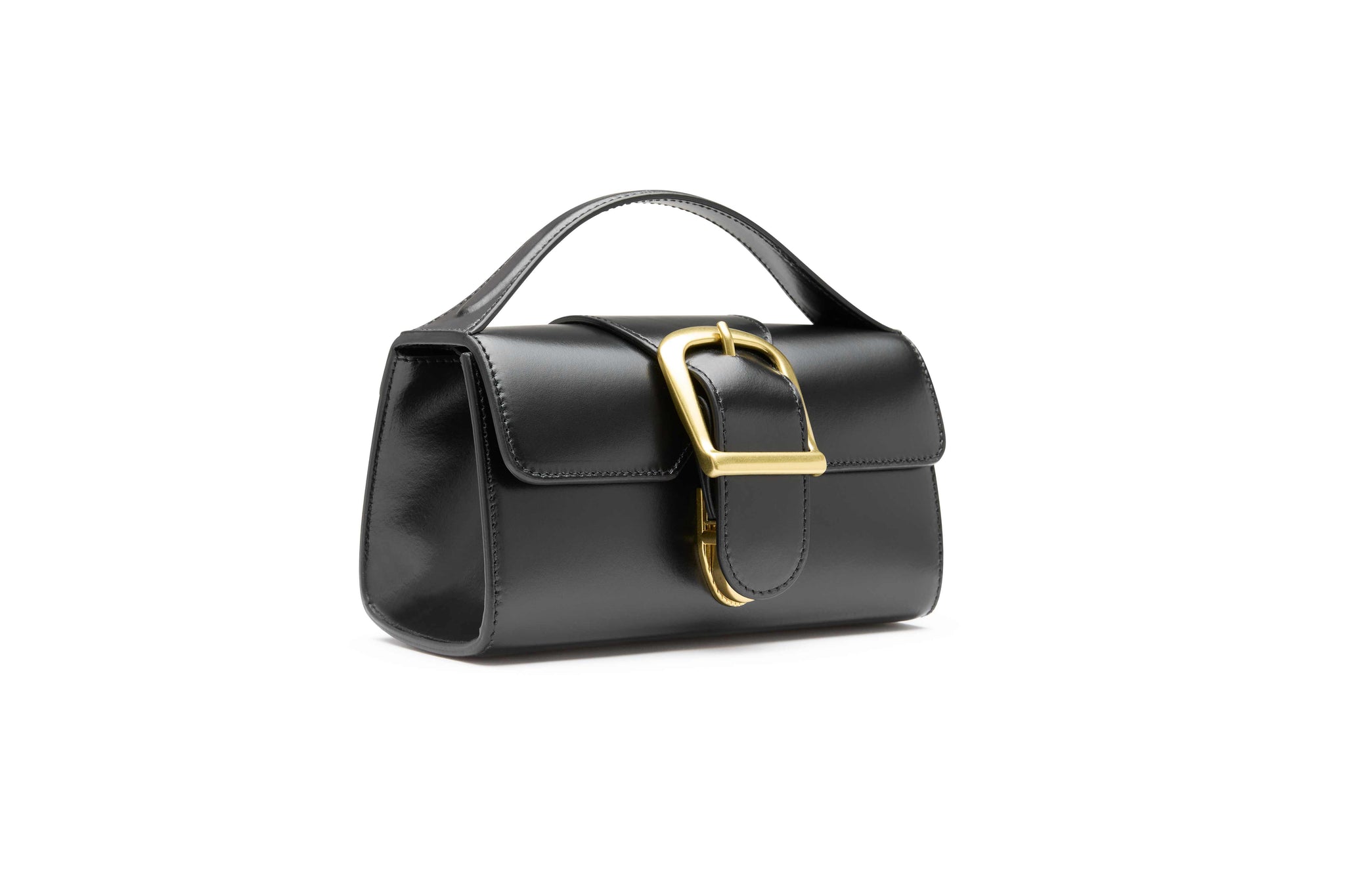 10.1 Black Mini Satchel with Flat Handle