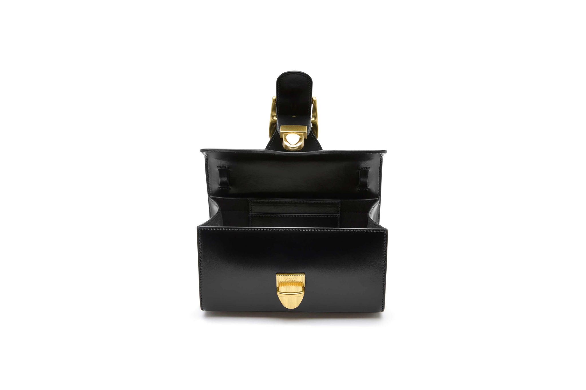 10.1 Black Mini Satchel with Flat Handle