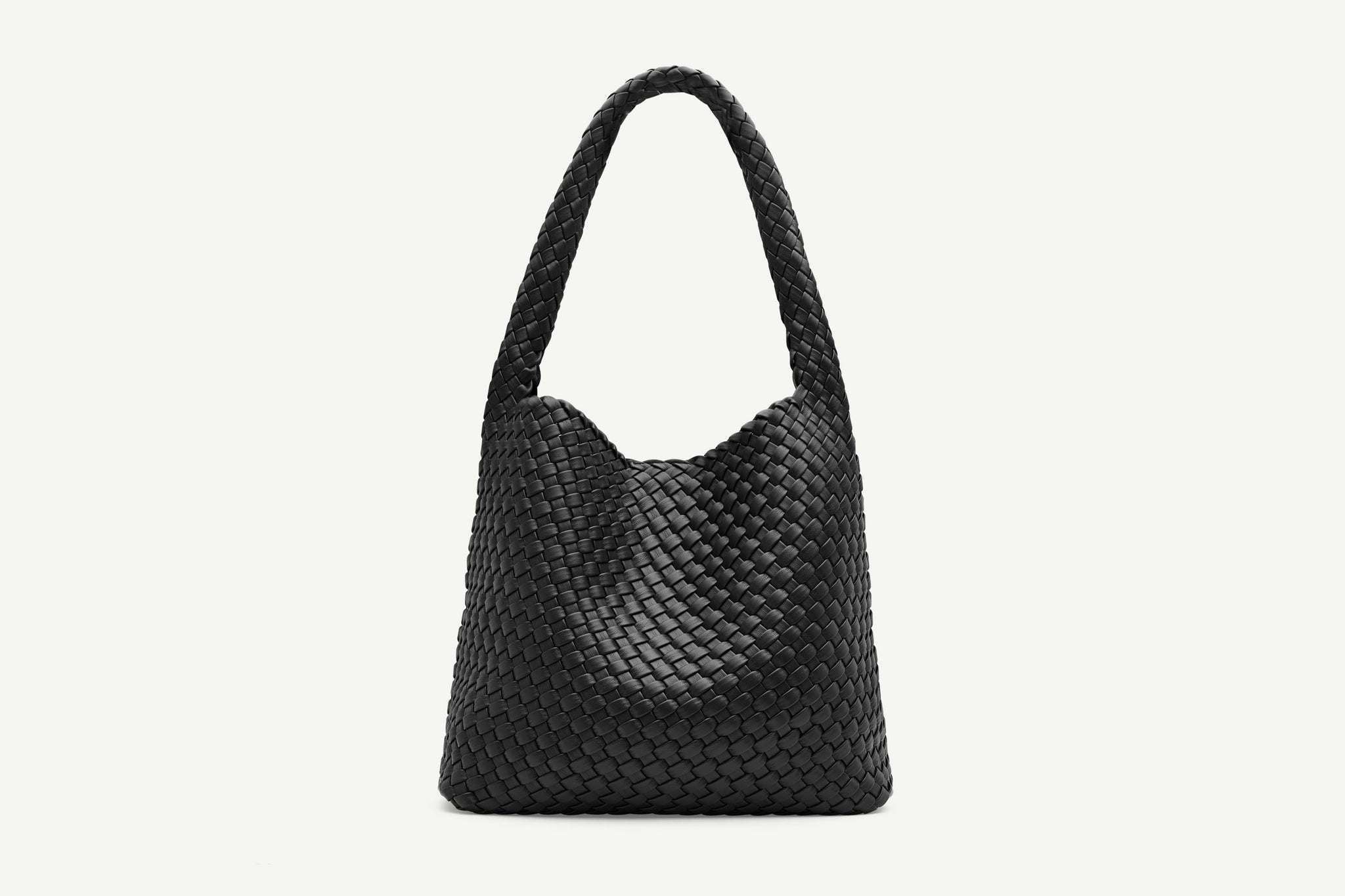 Rylan, Rylan Studio, Black Woven Alt-Leather Large Tote Bag, Vegan Leather, Brooke Testoni