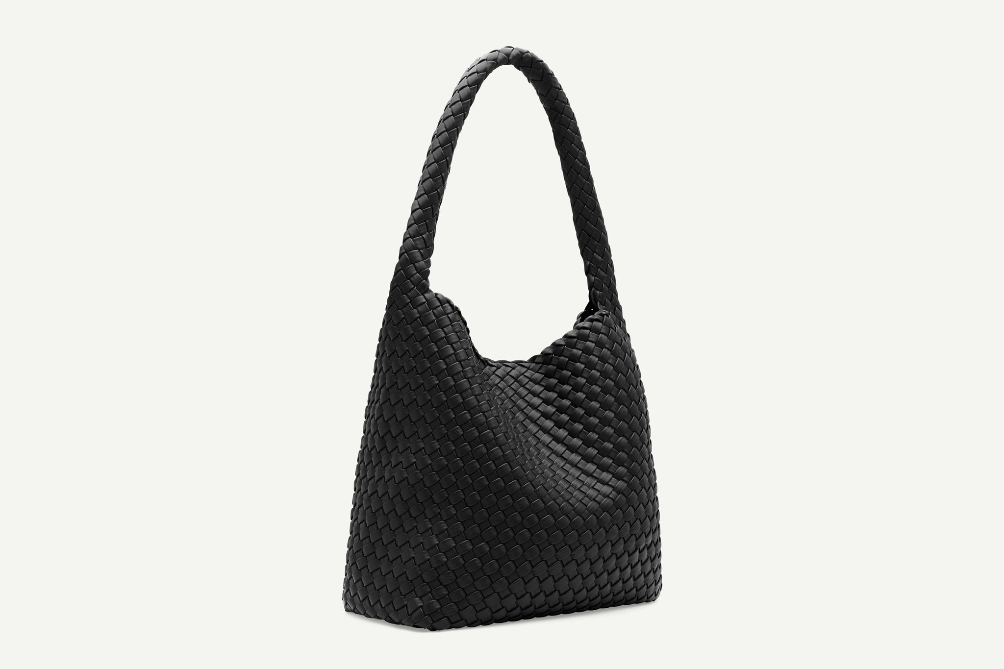 Rylan, Rylan Studio, Black Woven Alt-Leather Large Tote Bag, Vegan Leather, Brooke Testoni