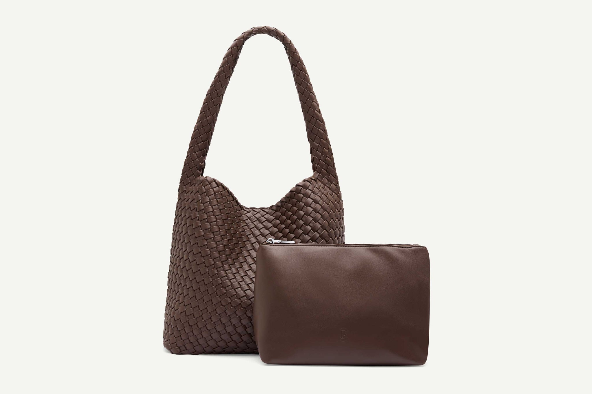 Rylan, Rylan Studio, Brown Woven Alt-Leather Large Tote Handbag, Brooke Testoni