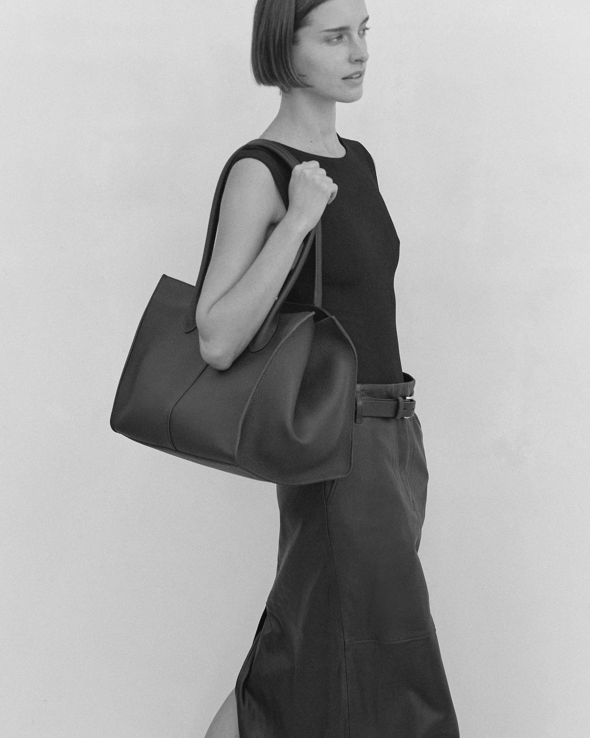 Rylan Black Grained Large Tote, by Brooke Testoni
