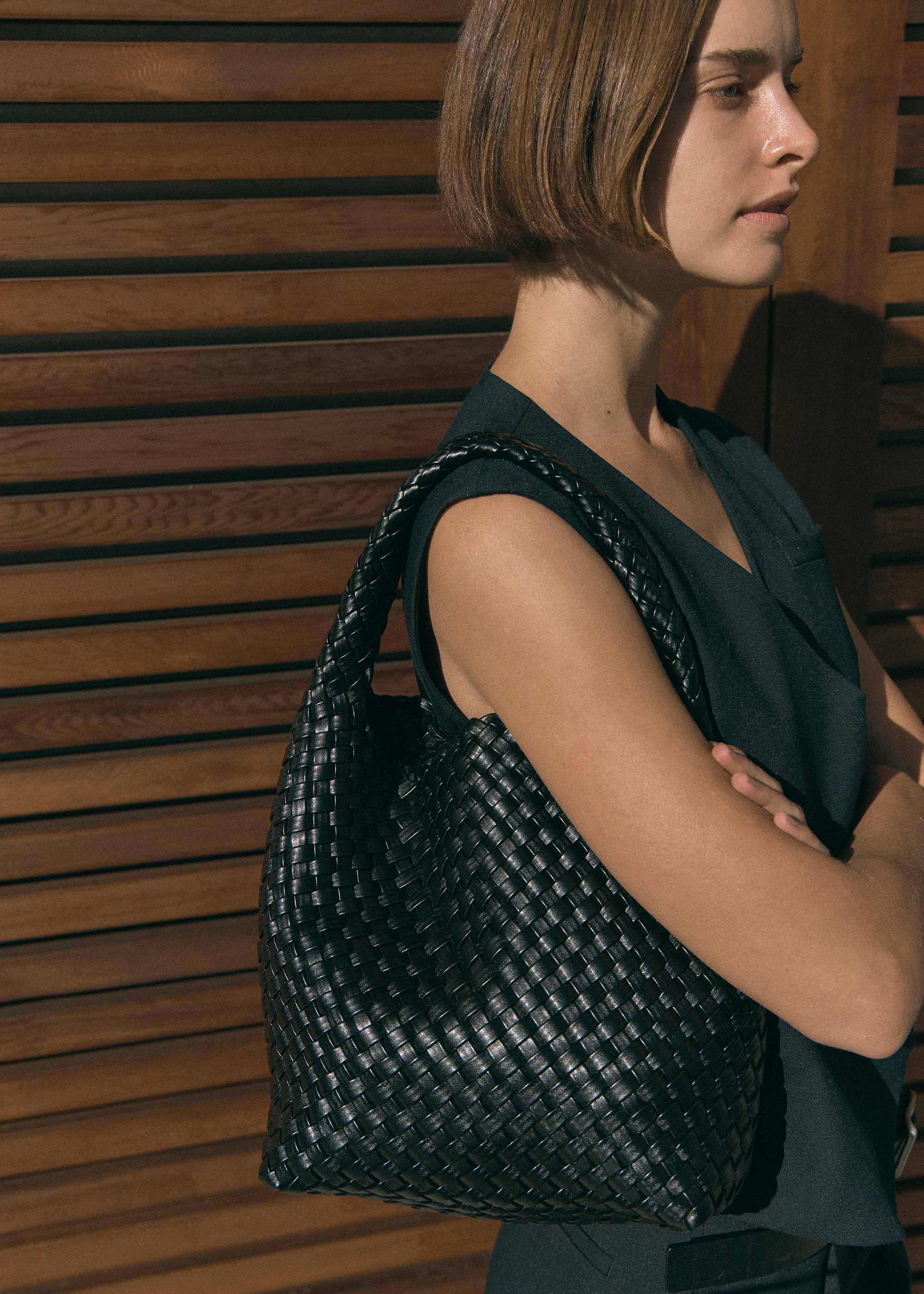 Rylan Black Alt-Leather Small Tote by Brooke Testoni