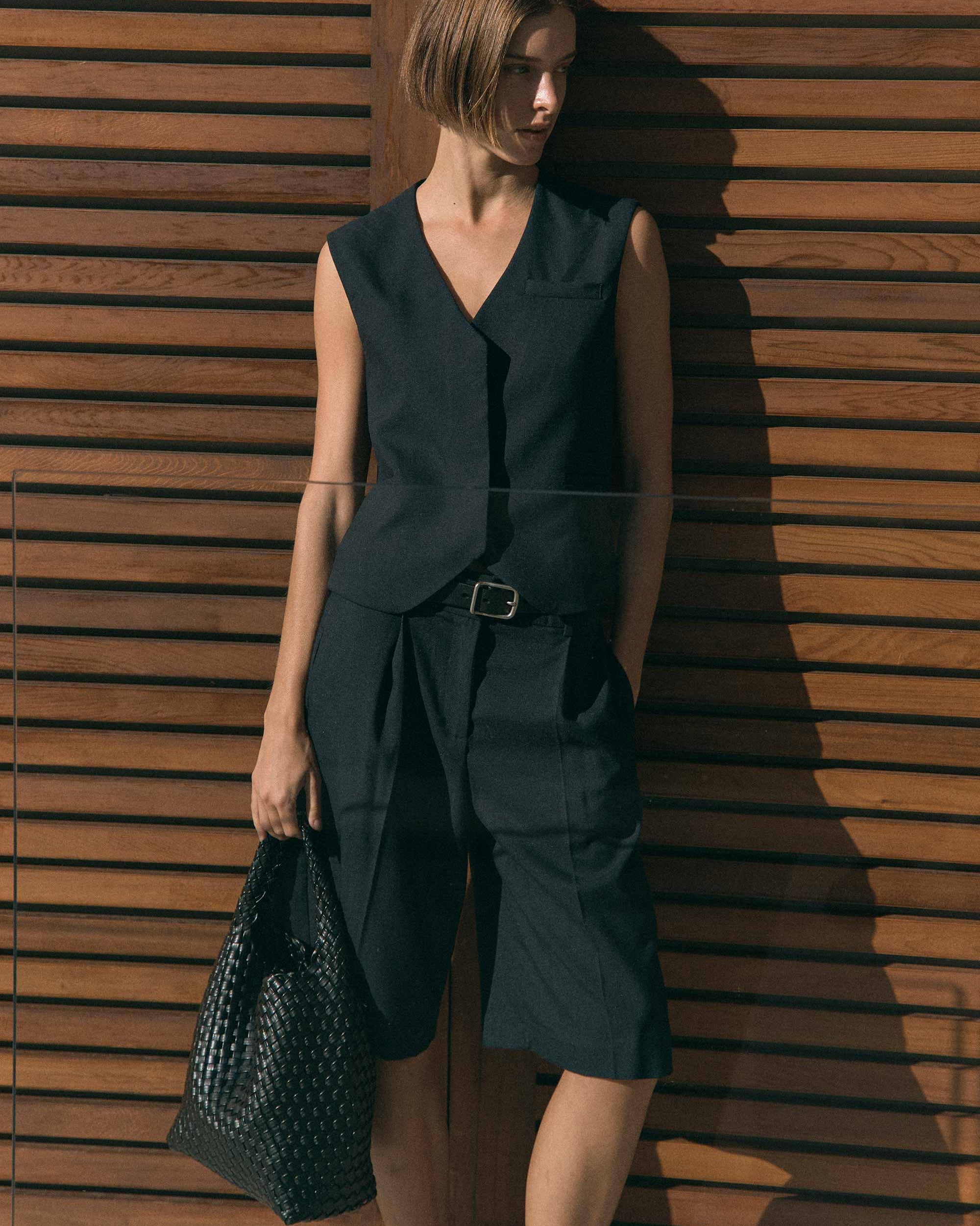 Rylan Black Alt-Leather Small Tote by Brooke Testoni