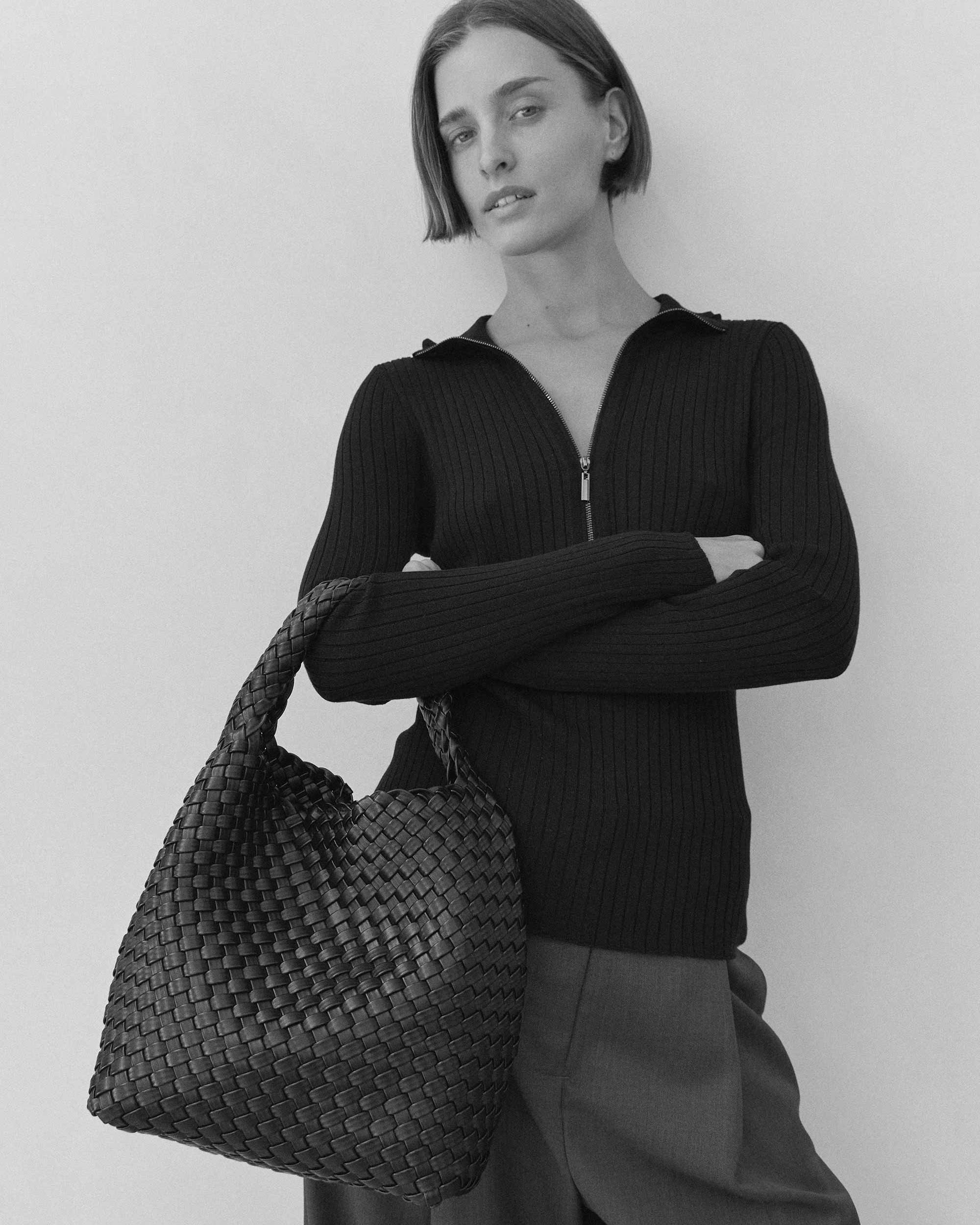 Rylan Black Alt-Leather Small Tote by Brooke Testoni