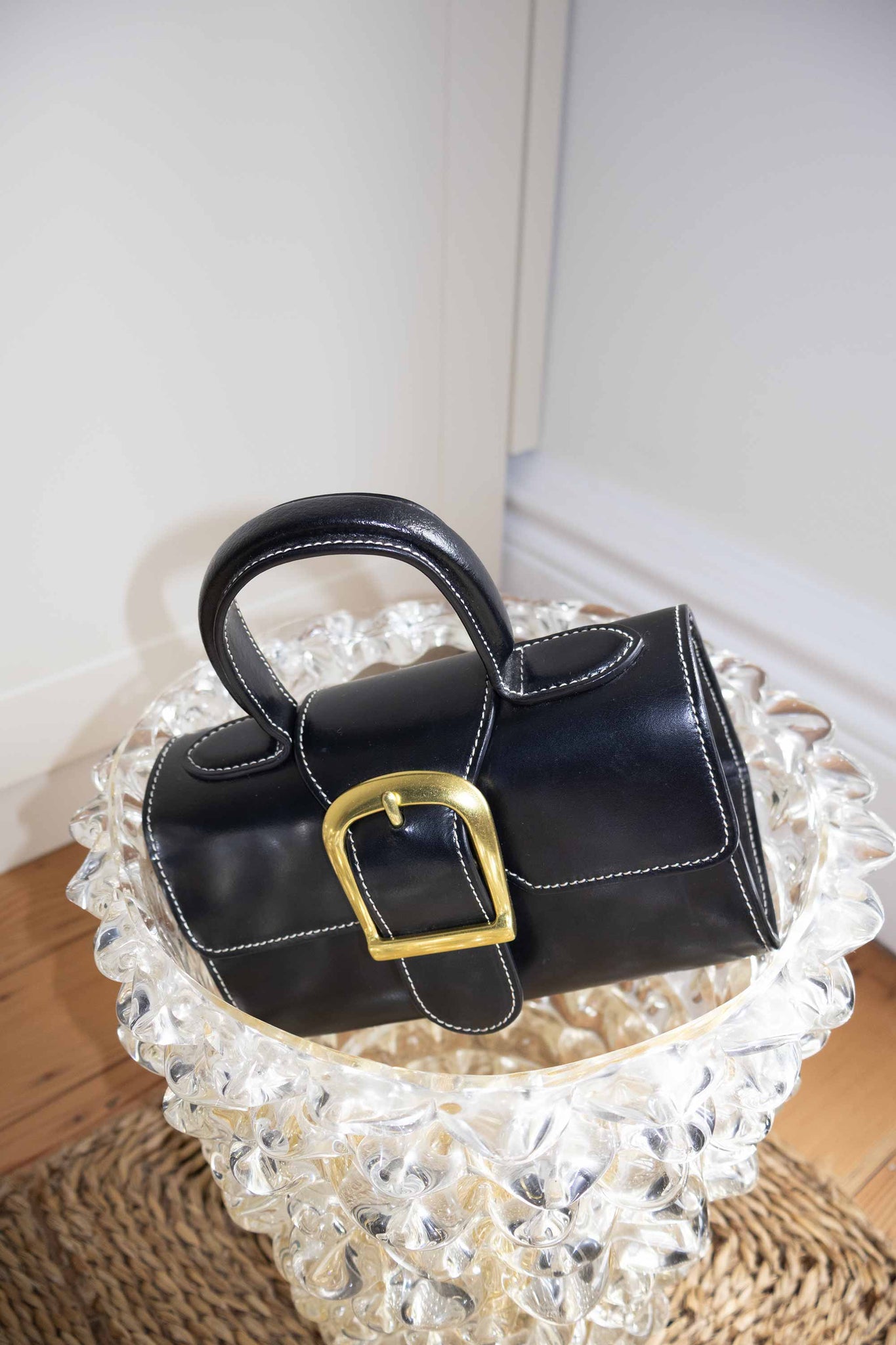 Black with Ivory Stitch Mini Satchel Sample