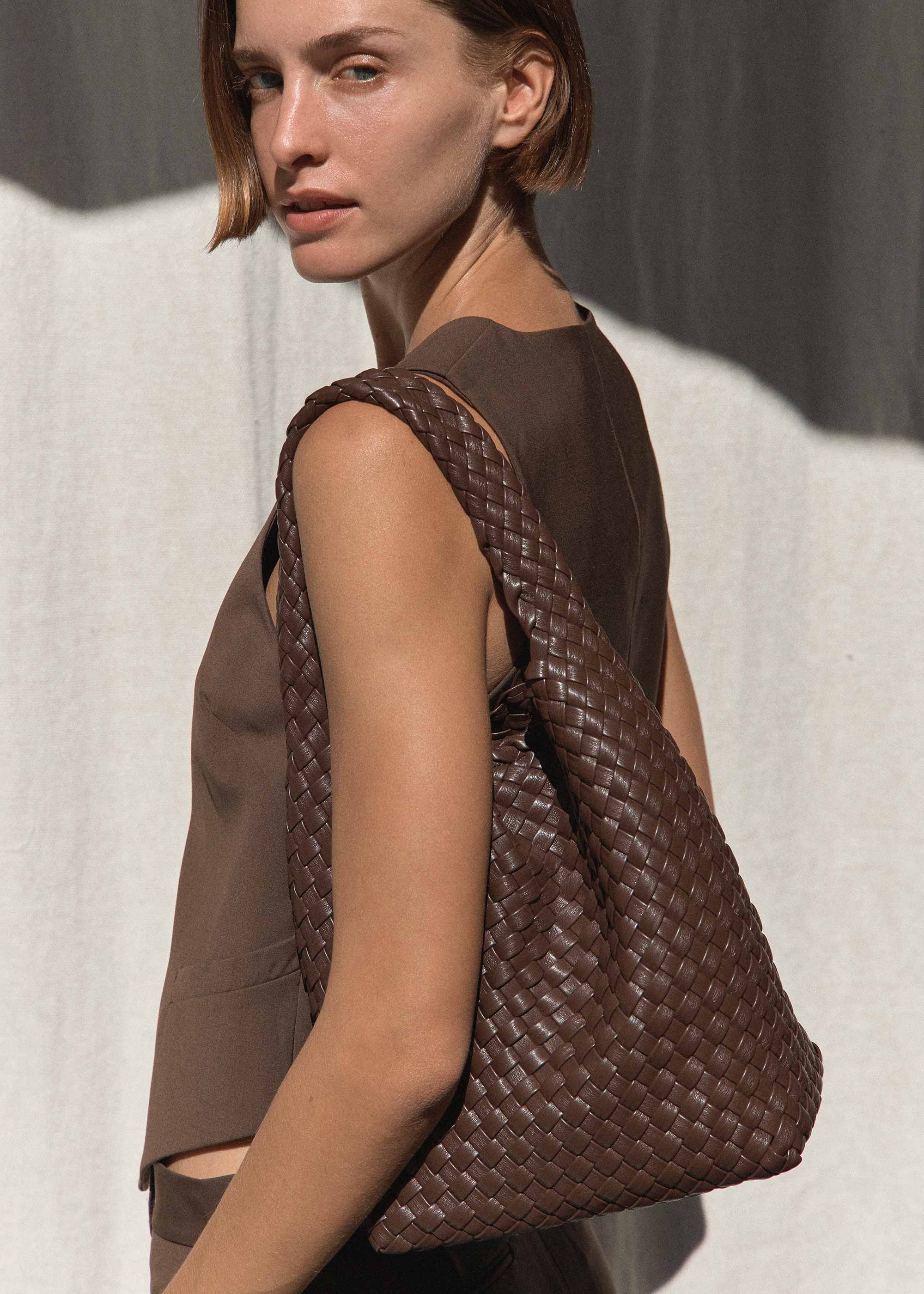 Leather weave bag online