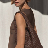 Rylan, Rylan Studio, Woven Alt-Leather Small Tote Bag, Handbag, Vegan Leather, Brooke Testoni