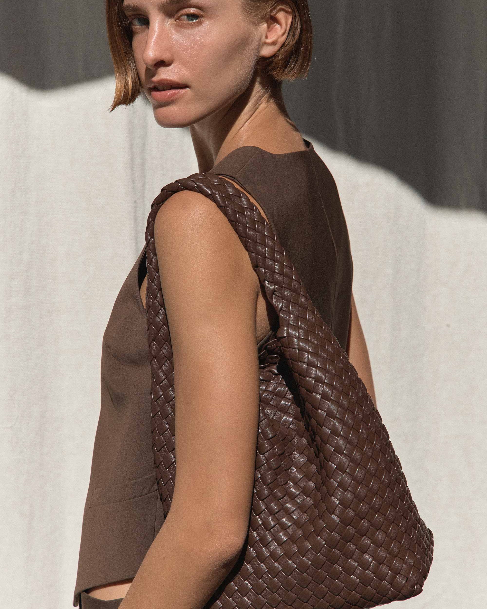 Rylan, Rylan Studio, Woven Alt-Leather Small Tote Bag, Handbag, Vegan Leather, Brooke Testoni