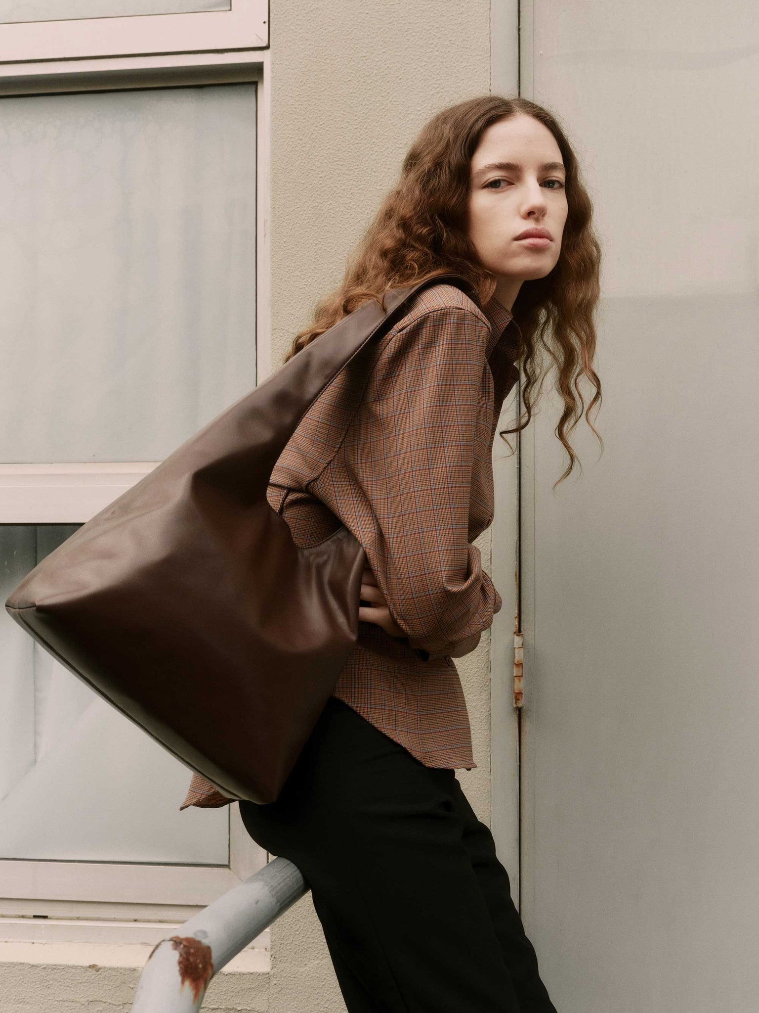 Rylan, Rylan Studio, Louie Dark Brown Alt-Leather Hobo Bag, Vegan Leather, Brooke Testoni