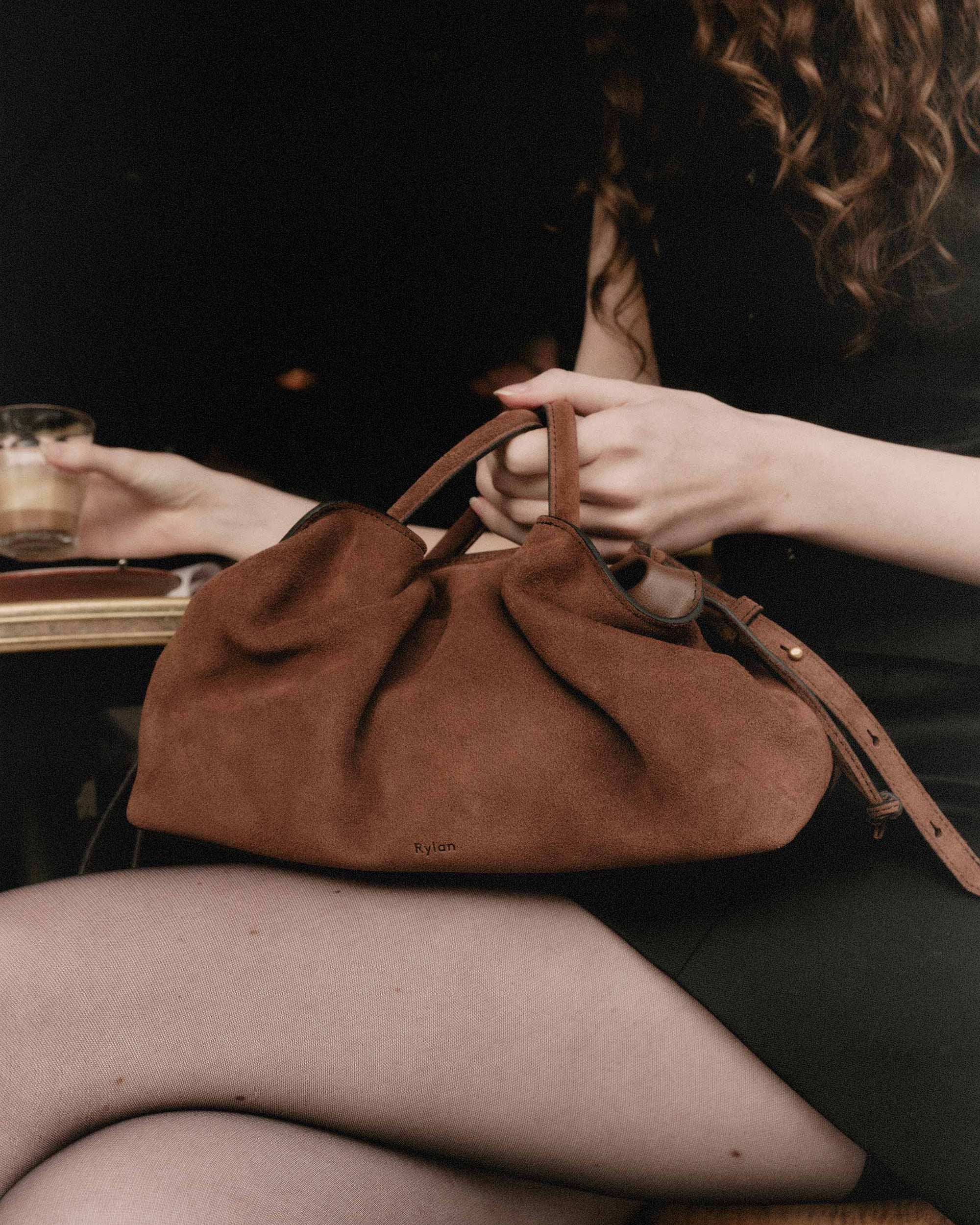 Rylan Mila Brown Suede Medium Tote by Brooke Testoni