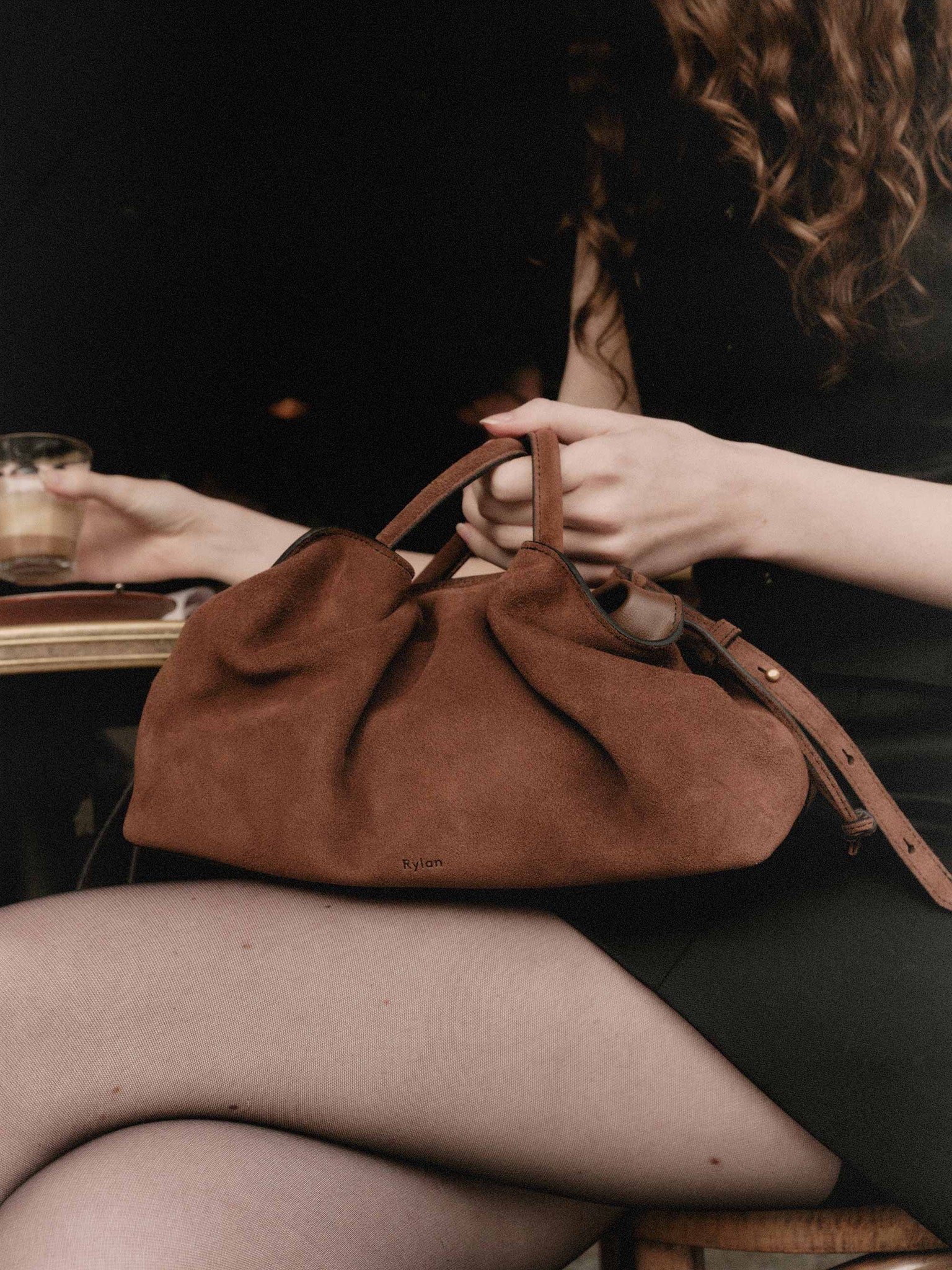 Rylan, Rylan Studio, Mila Large Tote, Mila Brown Suede Large Tote, Brooke Testoni