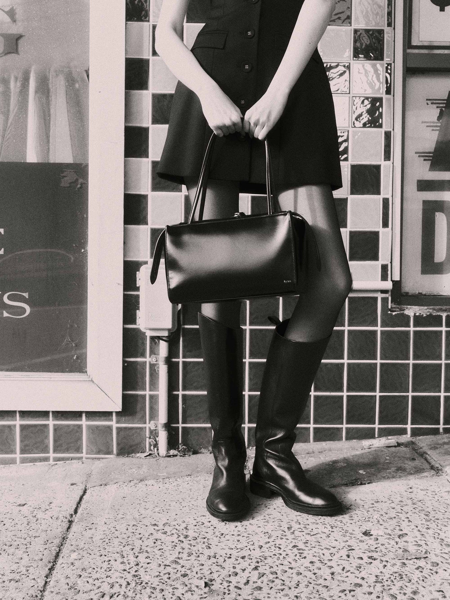 Rylan, Rylan Studio, Shoulder Bag, Leather Handbag, Black, Rylan Phoebe Black Shoulder Bag, Brooke Testoni