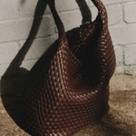Rylan Brown Alt-Leather Woven Large Tote by Brooke Testoni