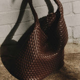 Rylan Brown Alt-Leather Woven Large Tote by Brooke Testoni