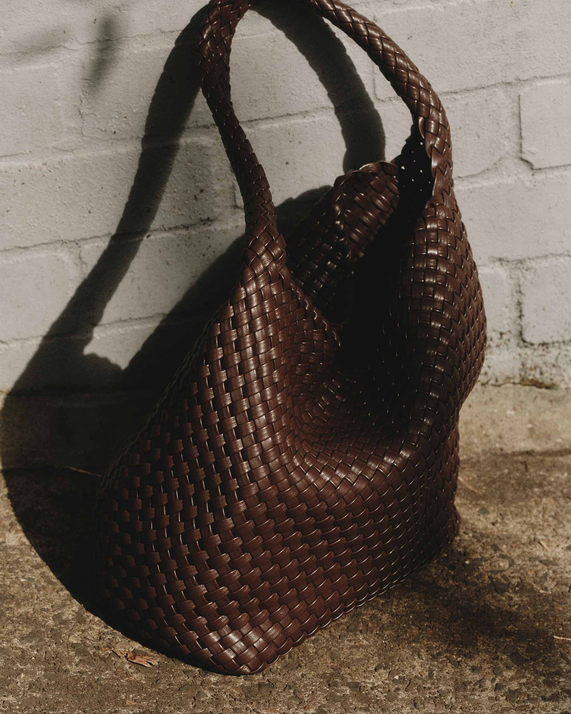 Rylan Brown Alt-Leather Woven Large Tote by Brooke Testoni