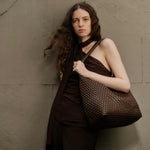 Rylan Brown Alt-Leather Woven Large Tote by Brooke Testoni