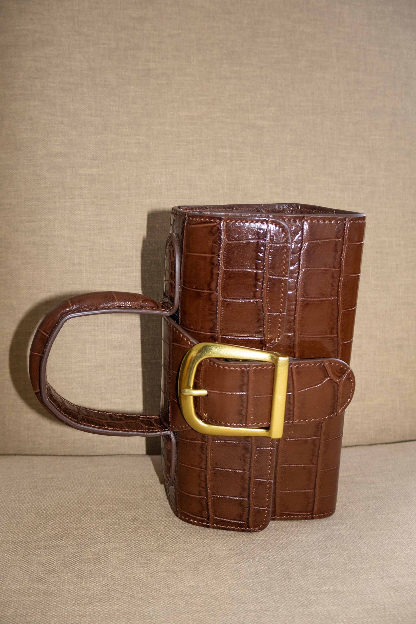Dark Brown Croc Emboss Mini Satchel Sample