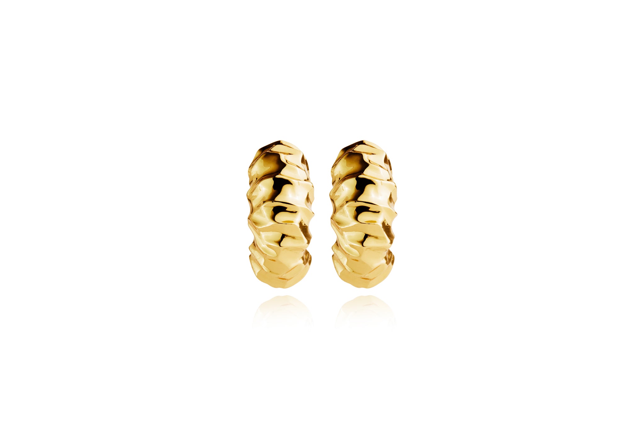 Hammered Hoop Earrings - Gold