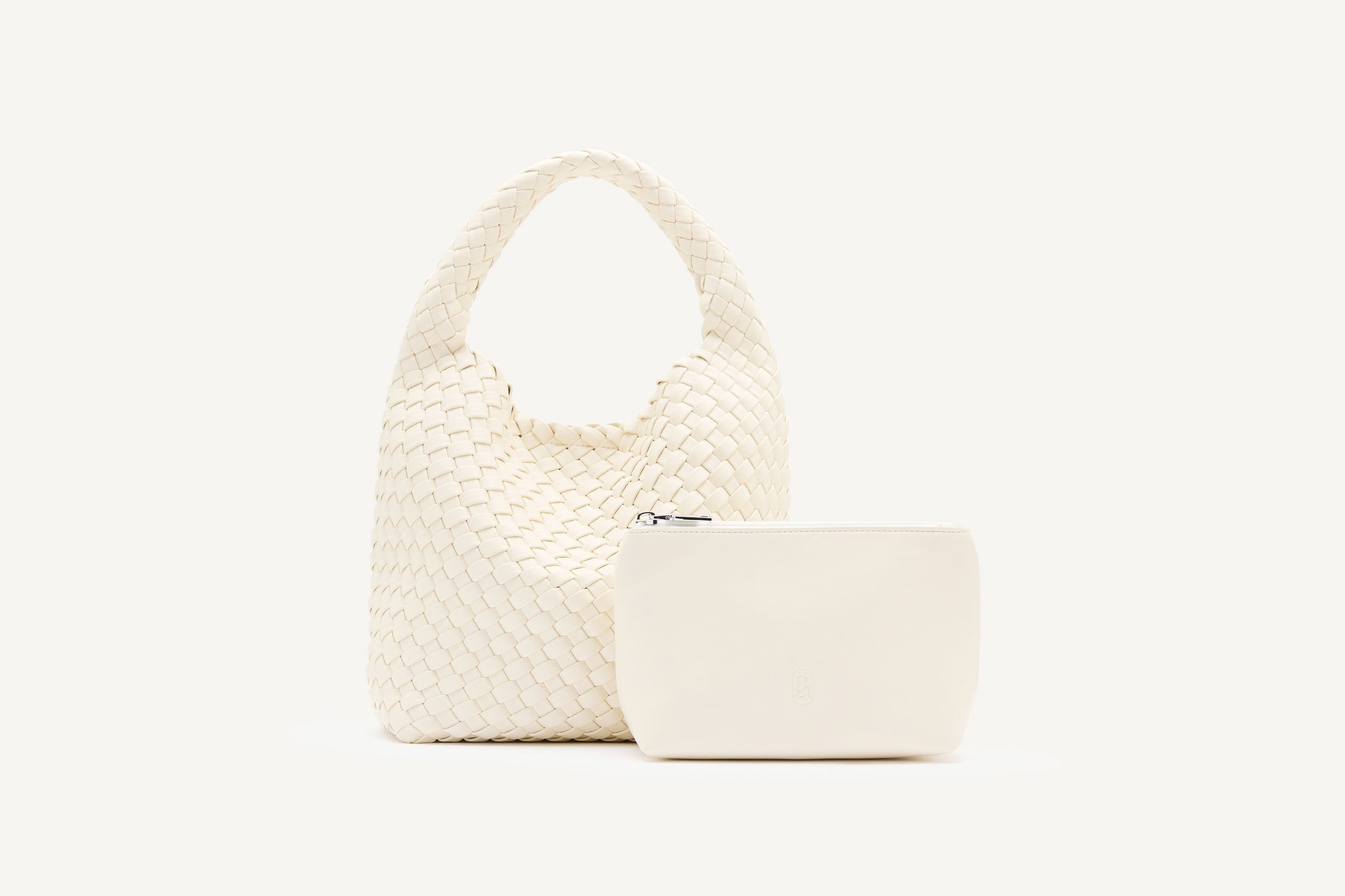 Rylan, Rylan Studio, Ivory Alt-Leather Woven Small Bag, Brooke Testoni