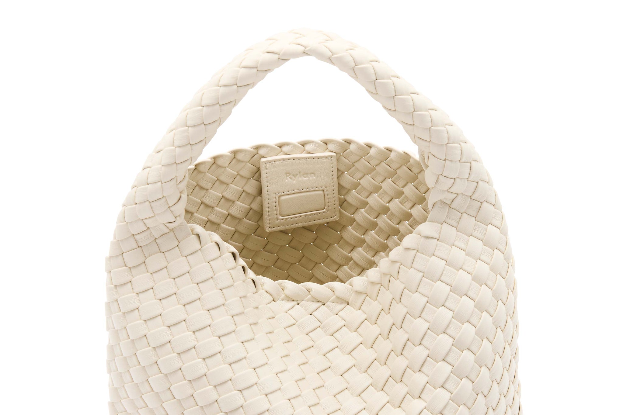 Rylan, Rylan Studio, Ivory Alt-Leather Woven Small Bag