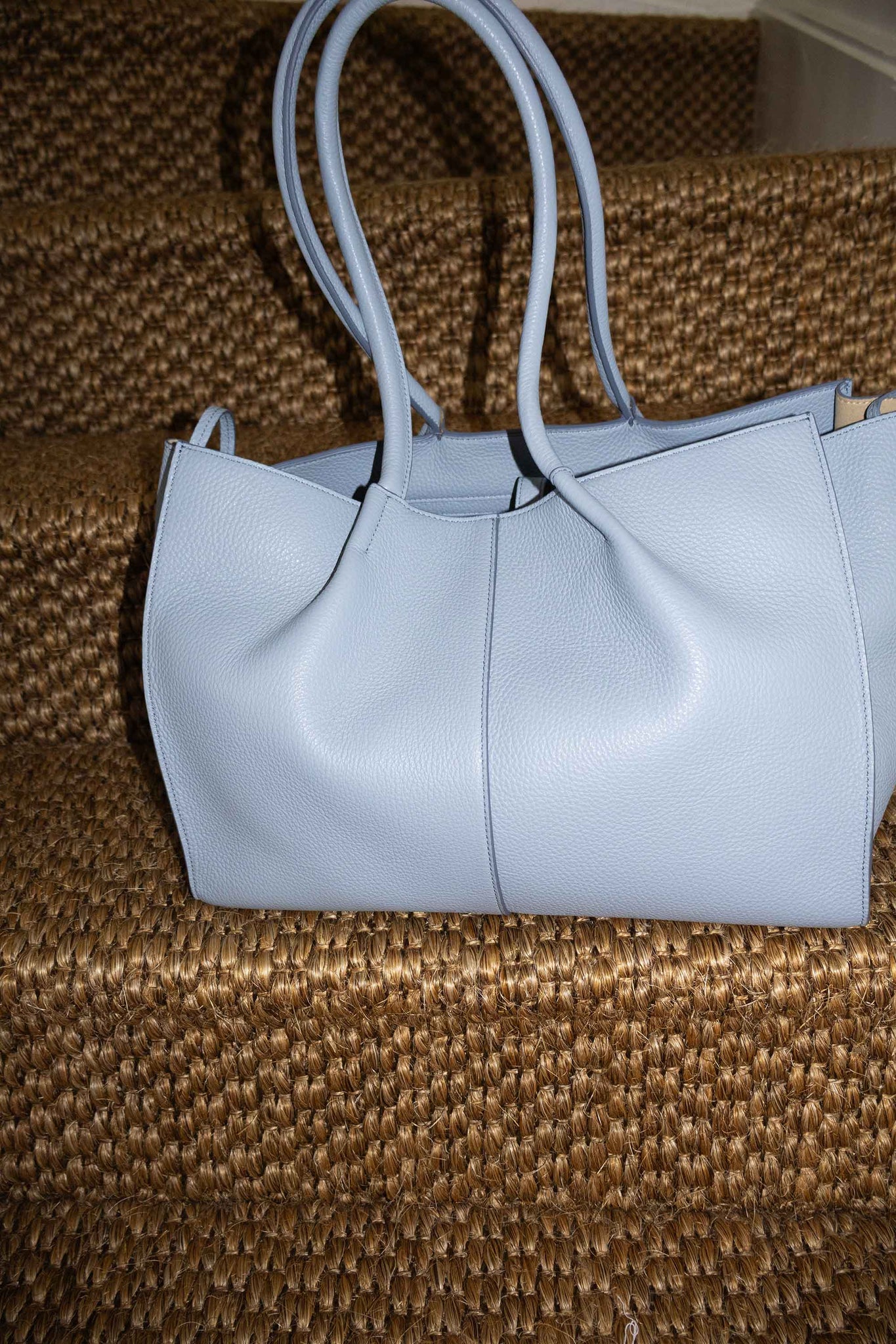 Powder Blue Grained Large Tote Sample
