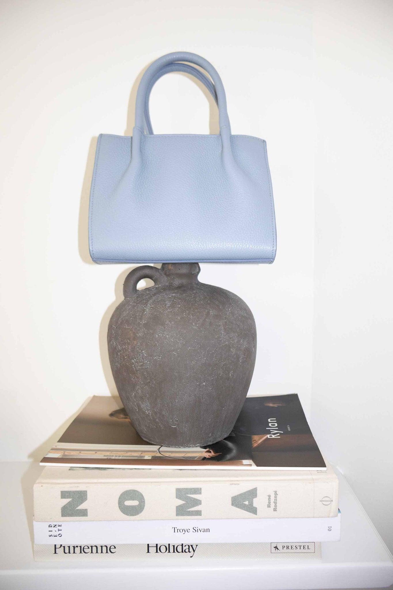 Powder Blue Grained Mini Tote Sample
