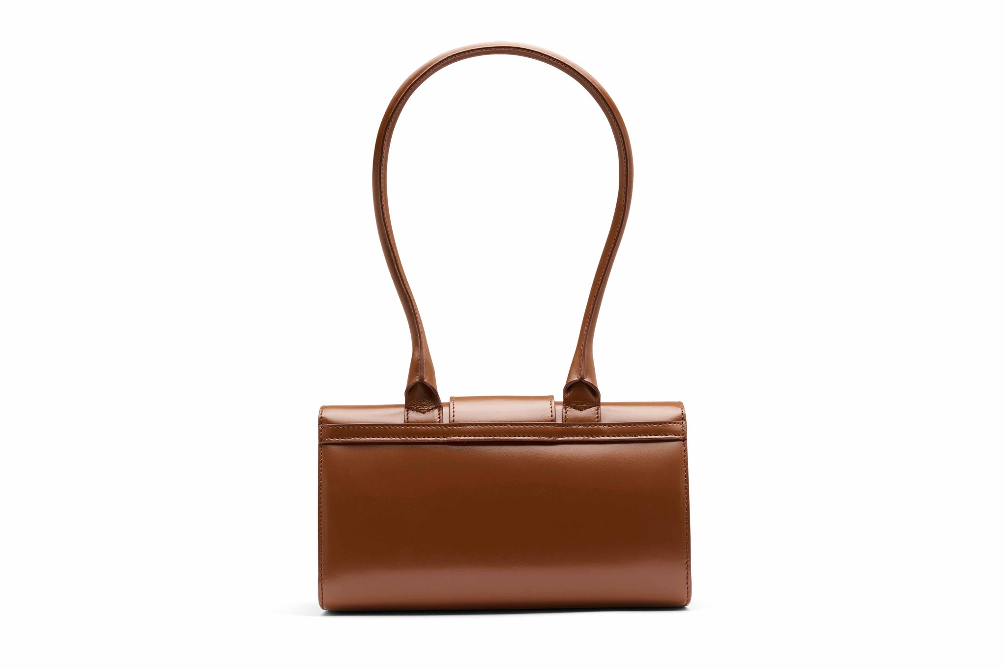 Rylan, Rylan Studio, Cognac Small Satchel with Long Handle, Leather Handbag, Made in Italy, Leather Handbag