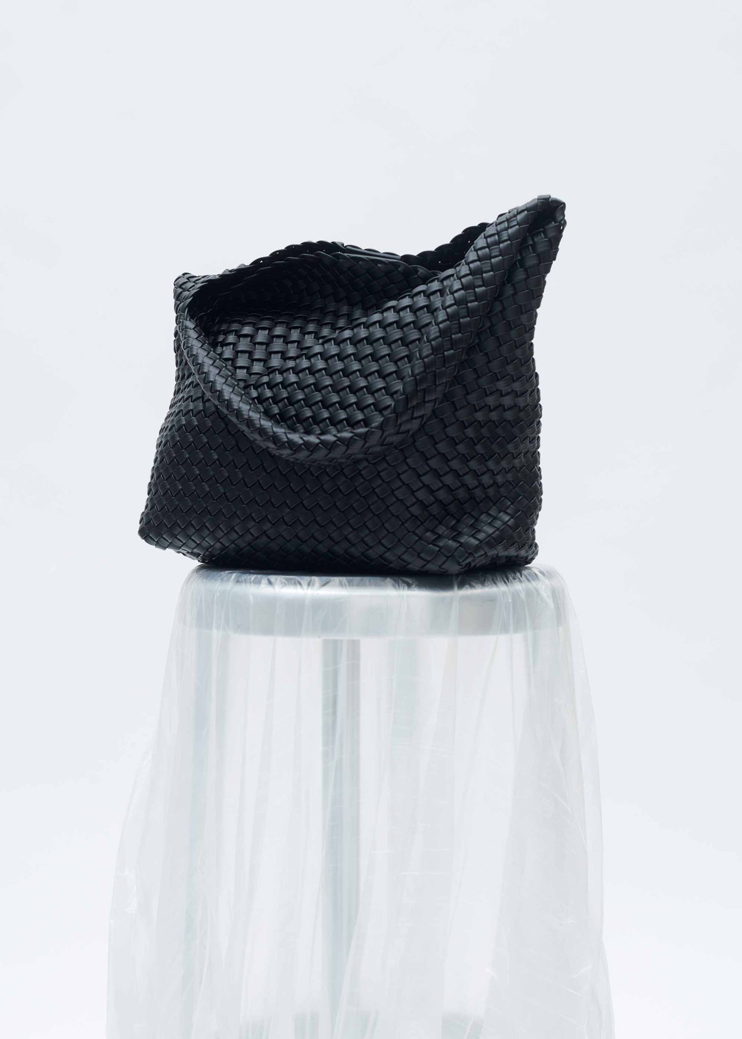 Rylan, Rylan Studio, Black Woven Alt-Leather Large Tote Bag, Vegan Leather, Brooke Testoni