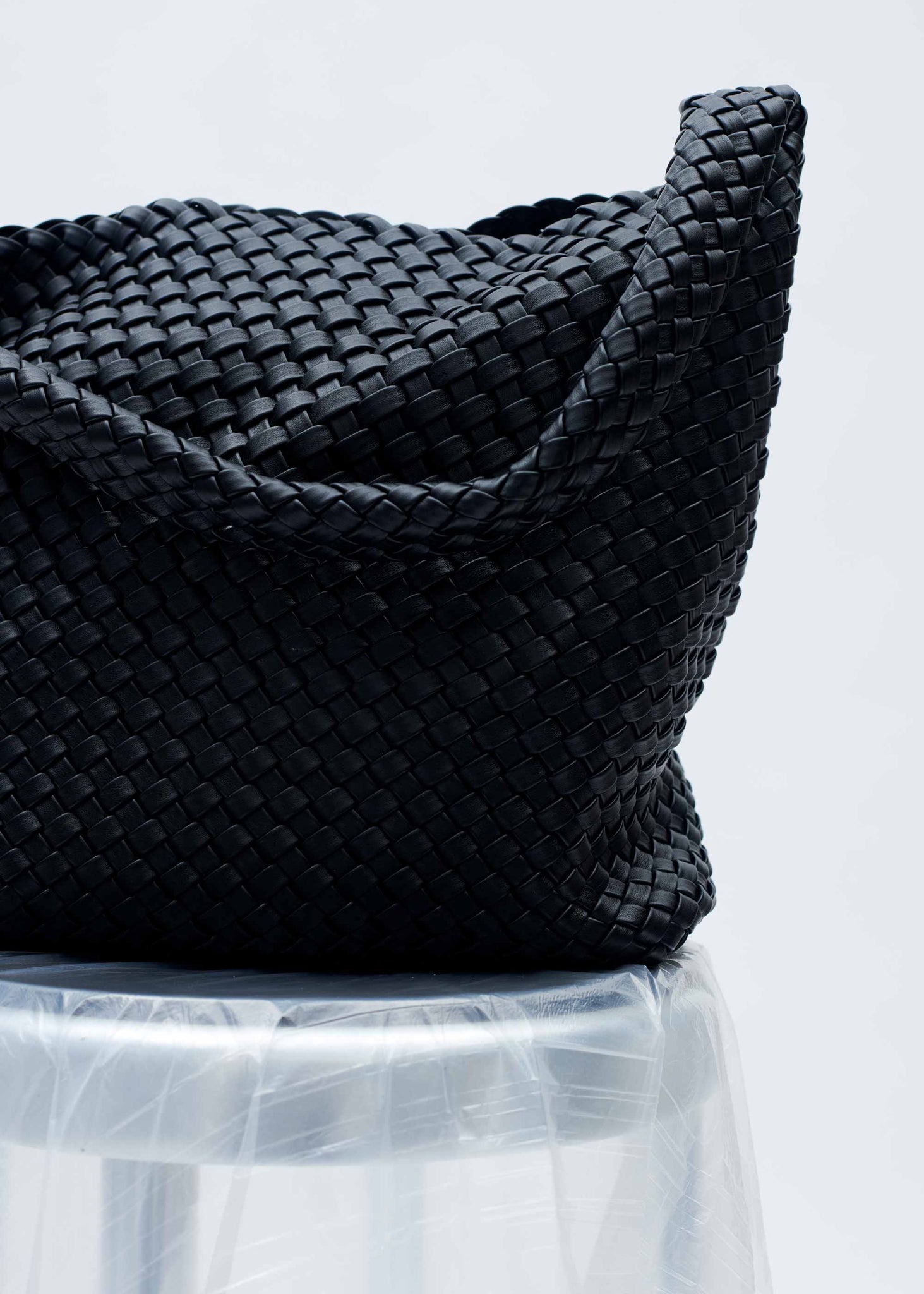 20.57 Black Recycled Alt-Leather Woven Large Tote