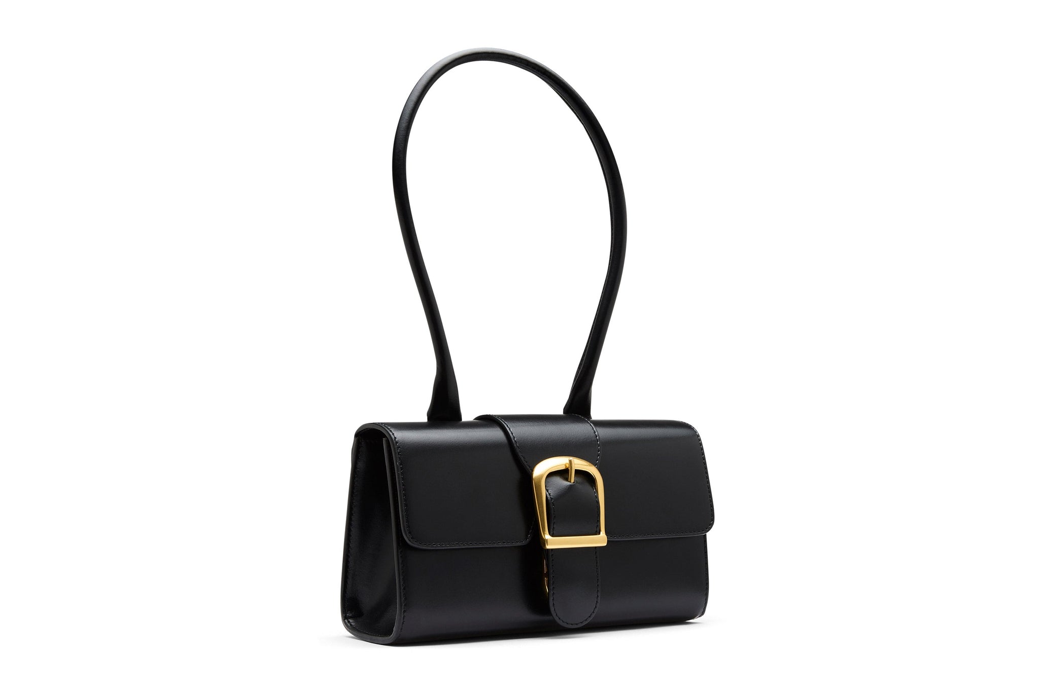 Rylan, Rylan Studio, Small Satchel with Long Handle, Black Handbag, Made in Italy, Leather Handbag