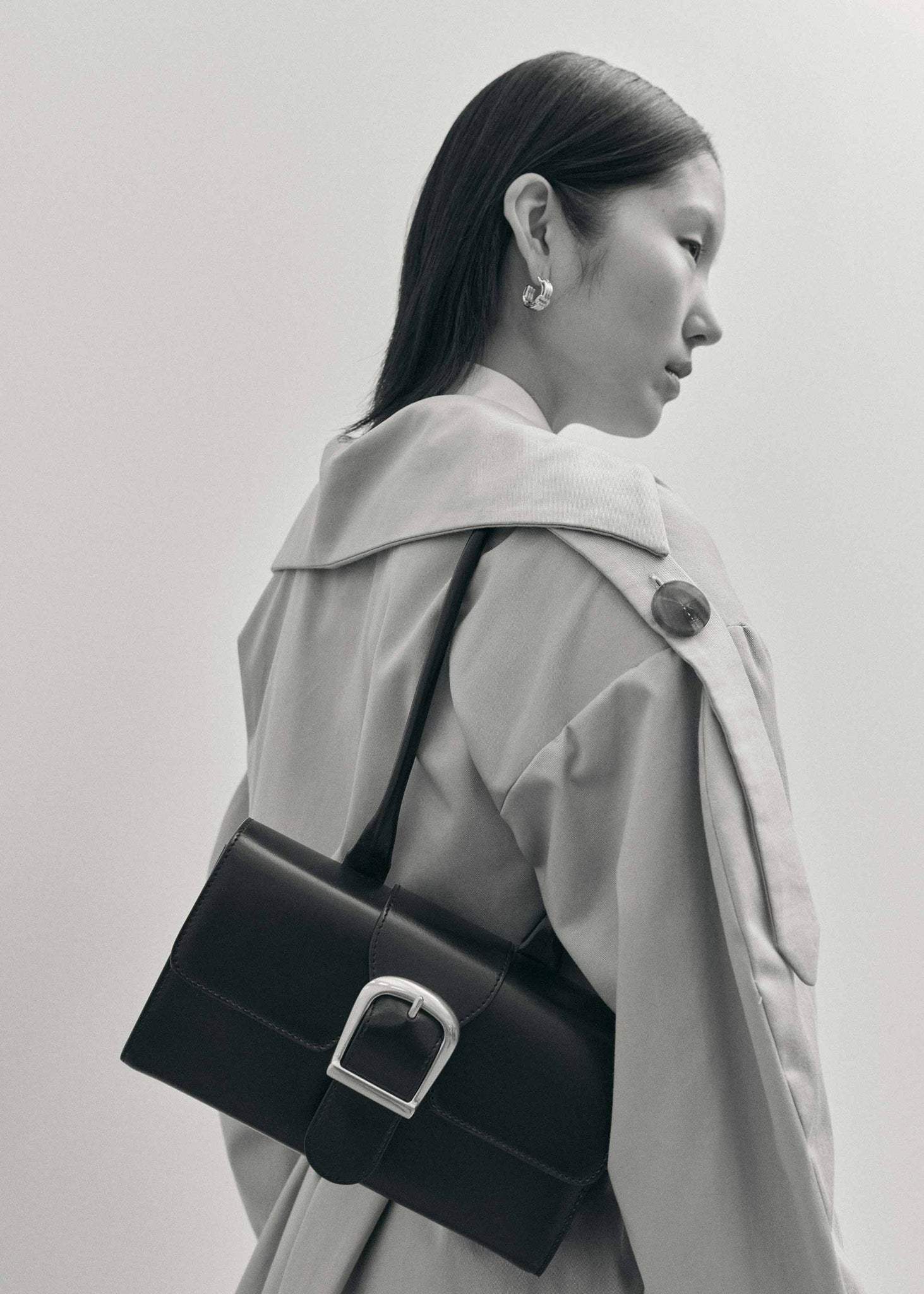 Rylan, Rylan Studio, Small Satchel with Long Handle, Black Handbag, Made in Italy, Leather Handbag