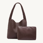 Rylan Brown Alt-Leather Woven Large Tote by Brooke Testoni