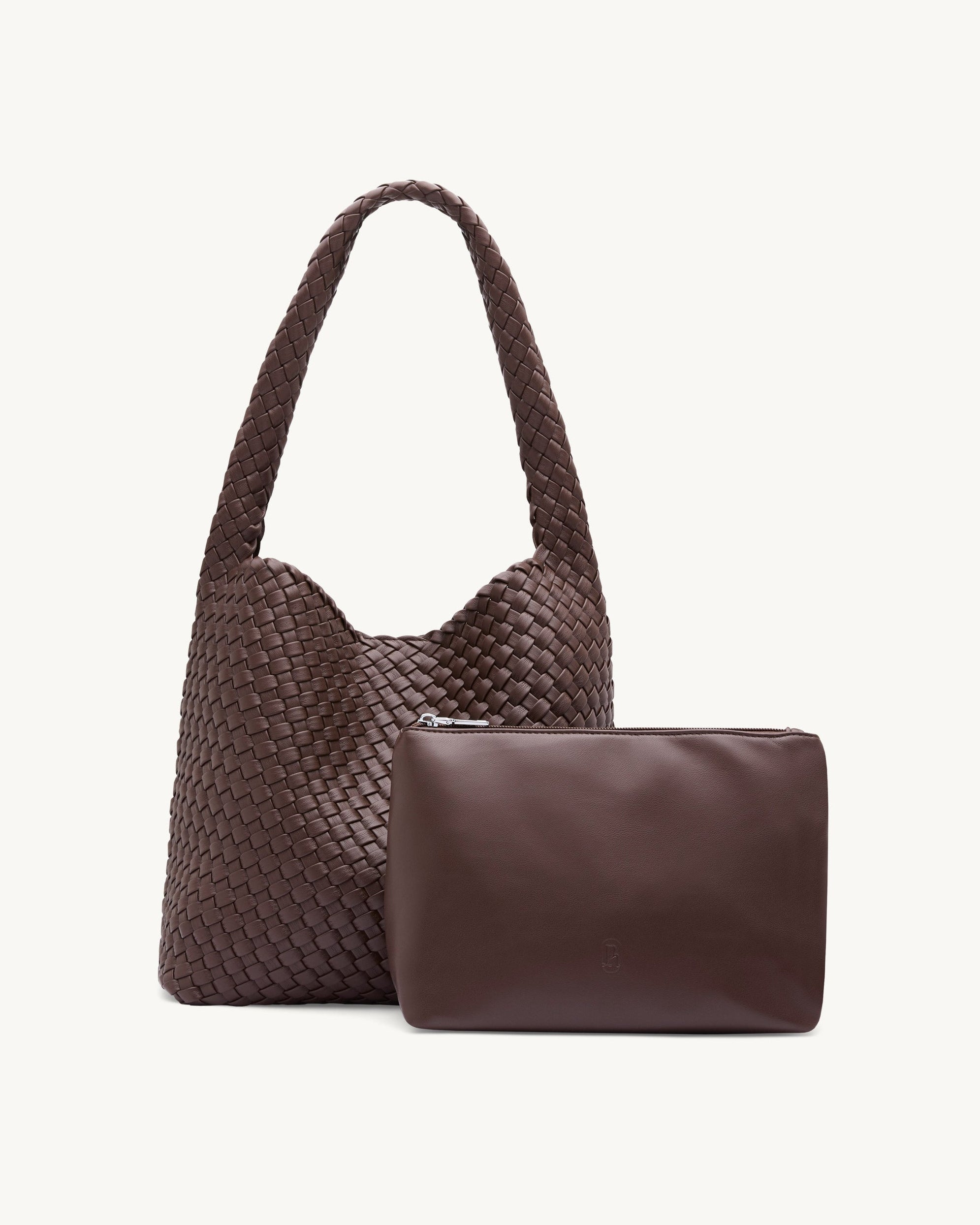 Rylan Brown Alt-Leather Woven Large Tote by Brooke Testoni