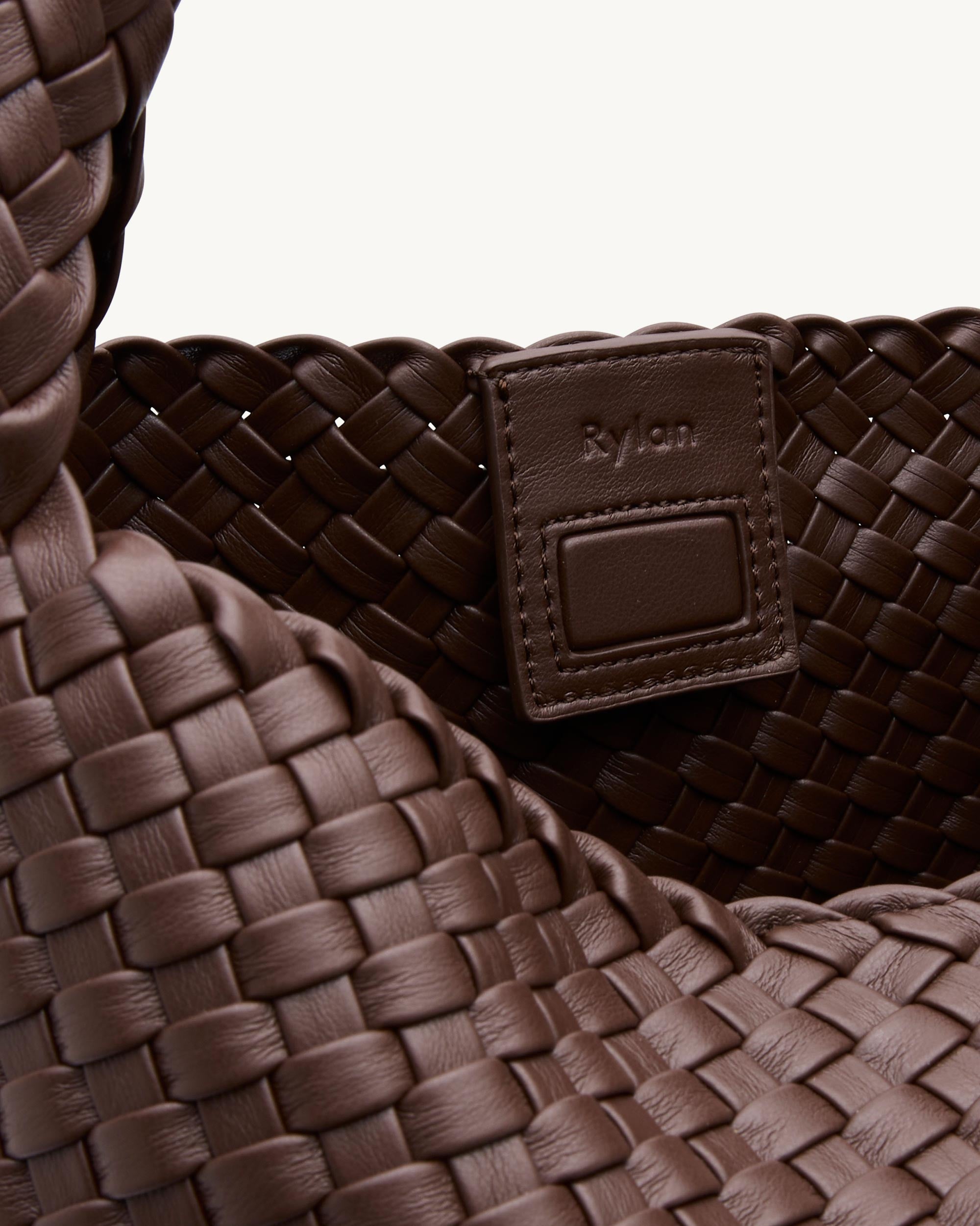 Rylan Brown Alt-Leather Woven Large Tote by Brooke Testoni