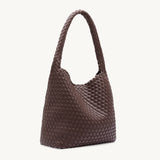 Rylan Brown Alt-Leather Woven Large Tote by Brooke Testoni