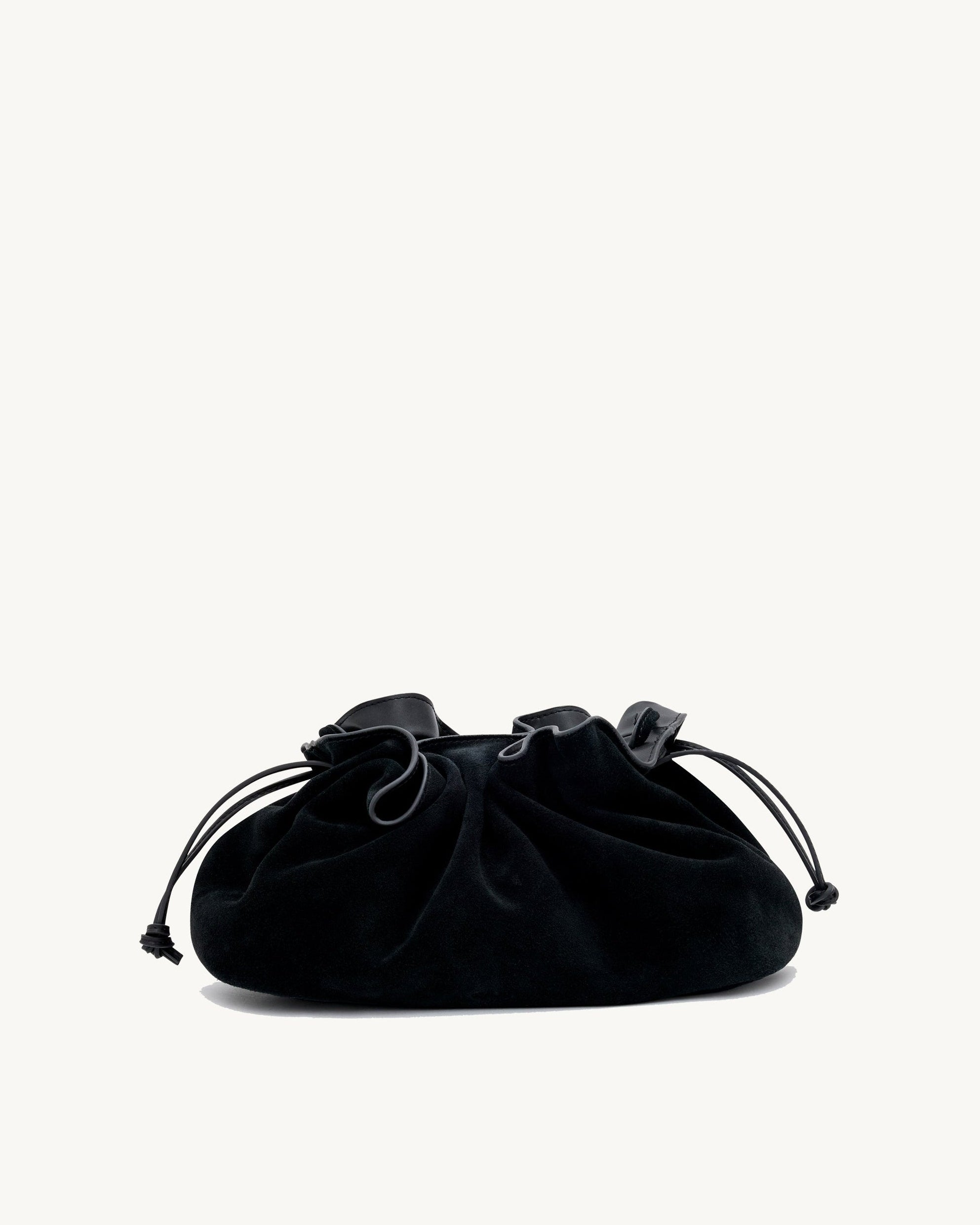 Rylan Camille Black Suede Clutch Bag by Brooke Testoni