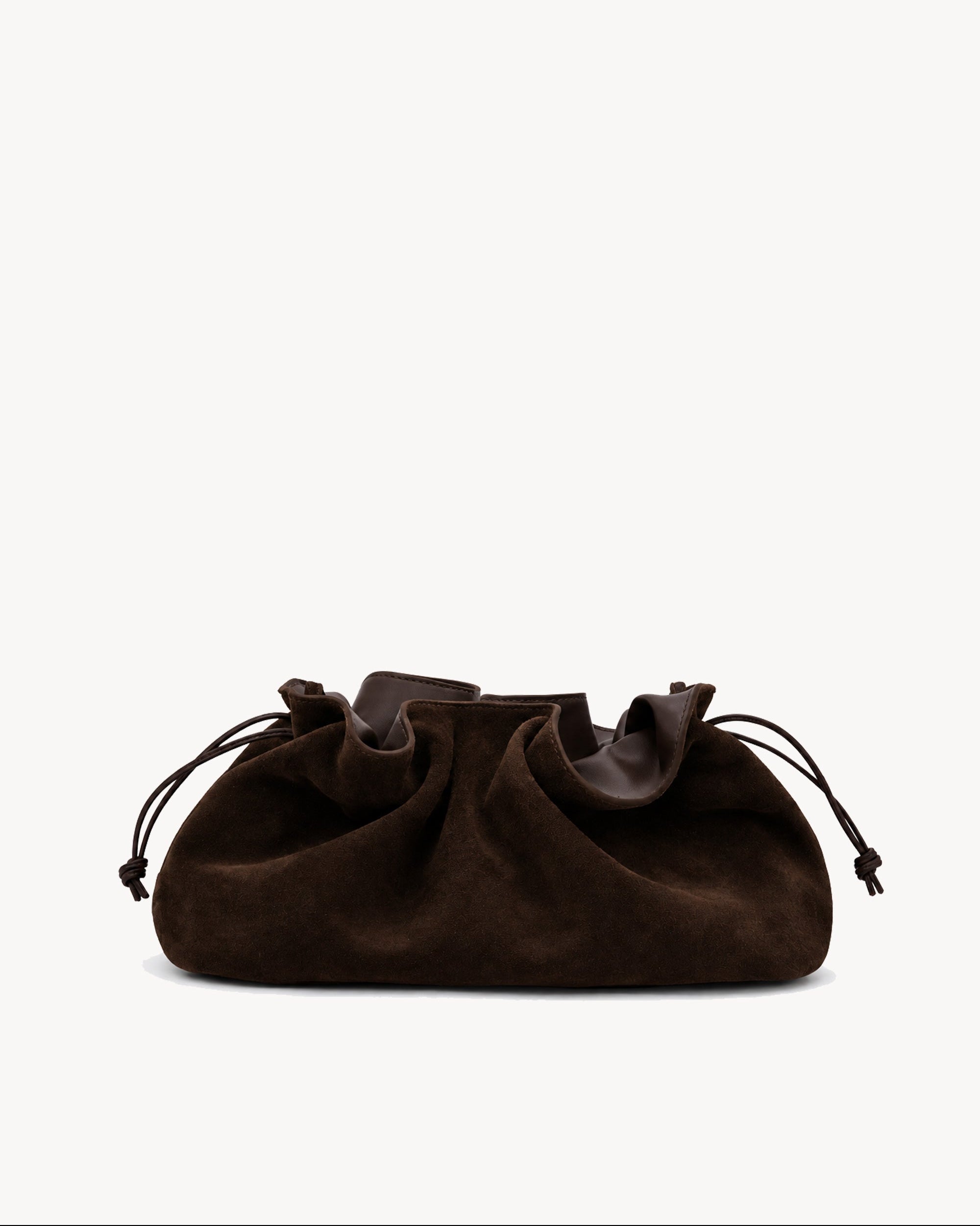 Rylan Camille Dark Brown Suede Clutch Bag by Brooke Testoni