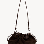 Rylan Camille Dark Brown Suede Clutch Bag by Brooke Testoni