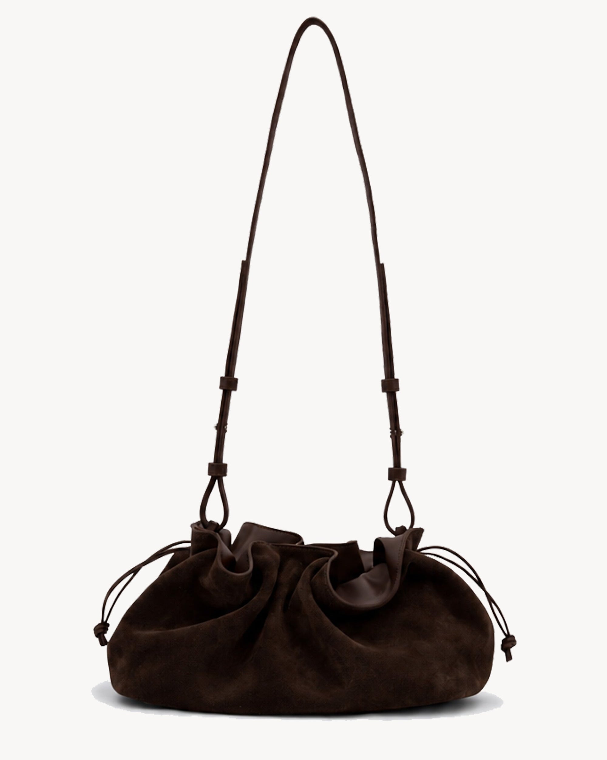 Rylan Camille Dark Brown Suede Clutch Bag by Brooke Testoni