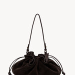 Rylan Camille Dark Brown Suede Clutch Bag by Brooke Testoni