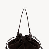 Rylan Camille Dark Brown Suede Clutch Bag by Brooke Testoni