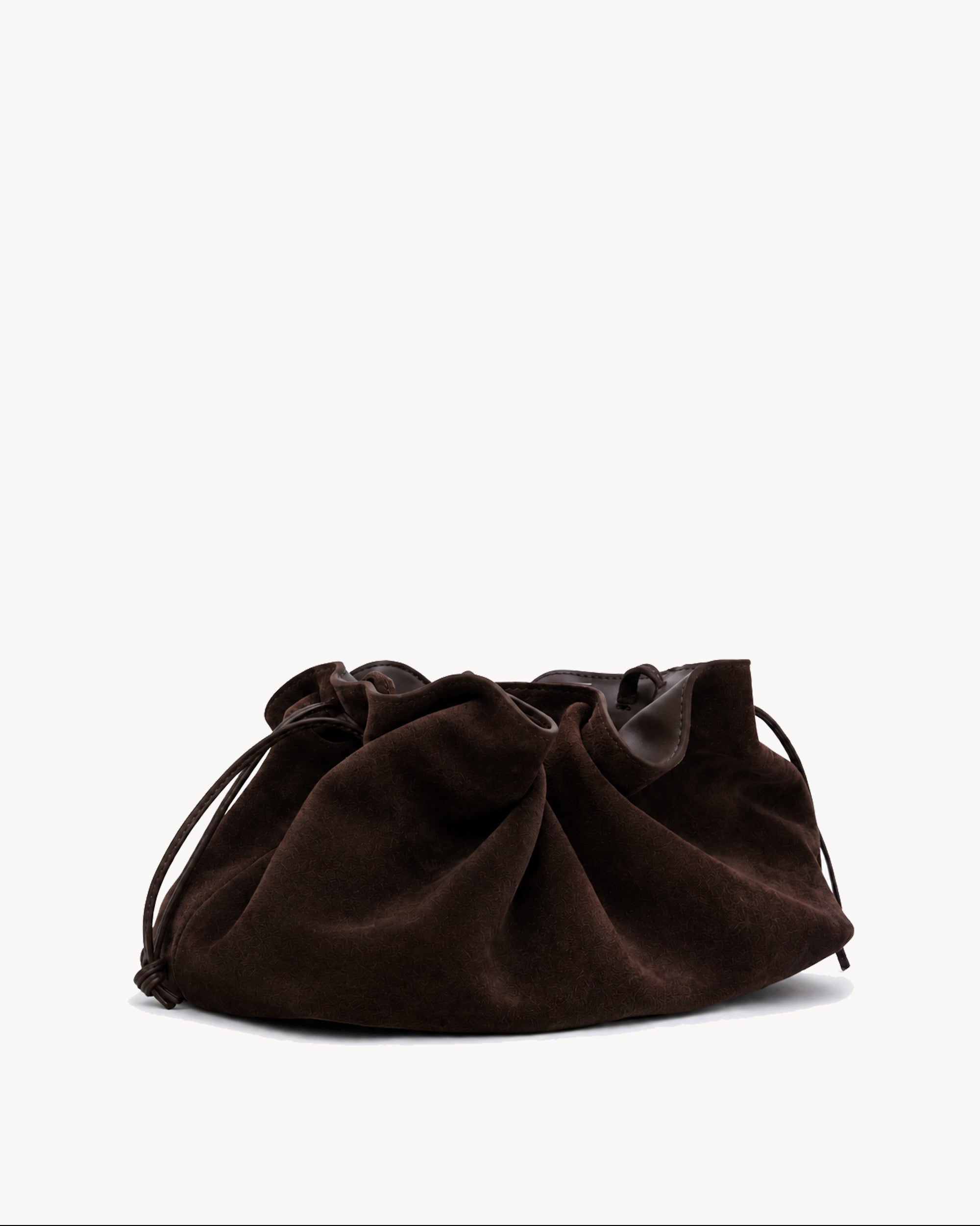 Rylan Camille Dark Brown Suede Clutch Bag by Brooke Testoni
