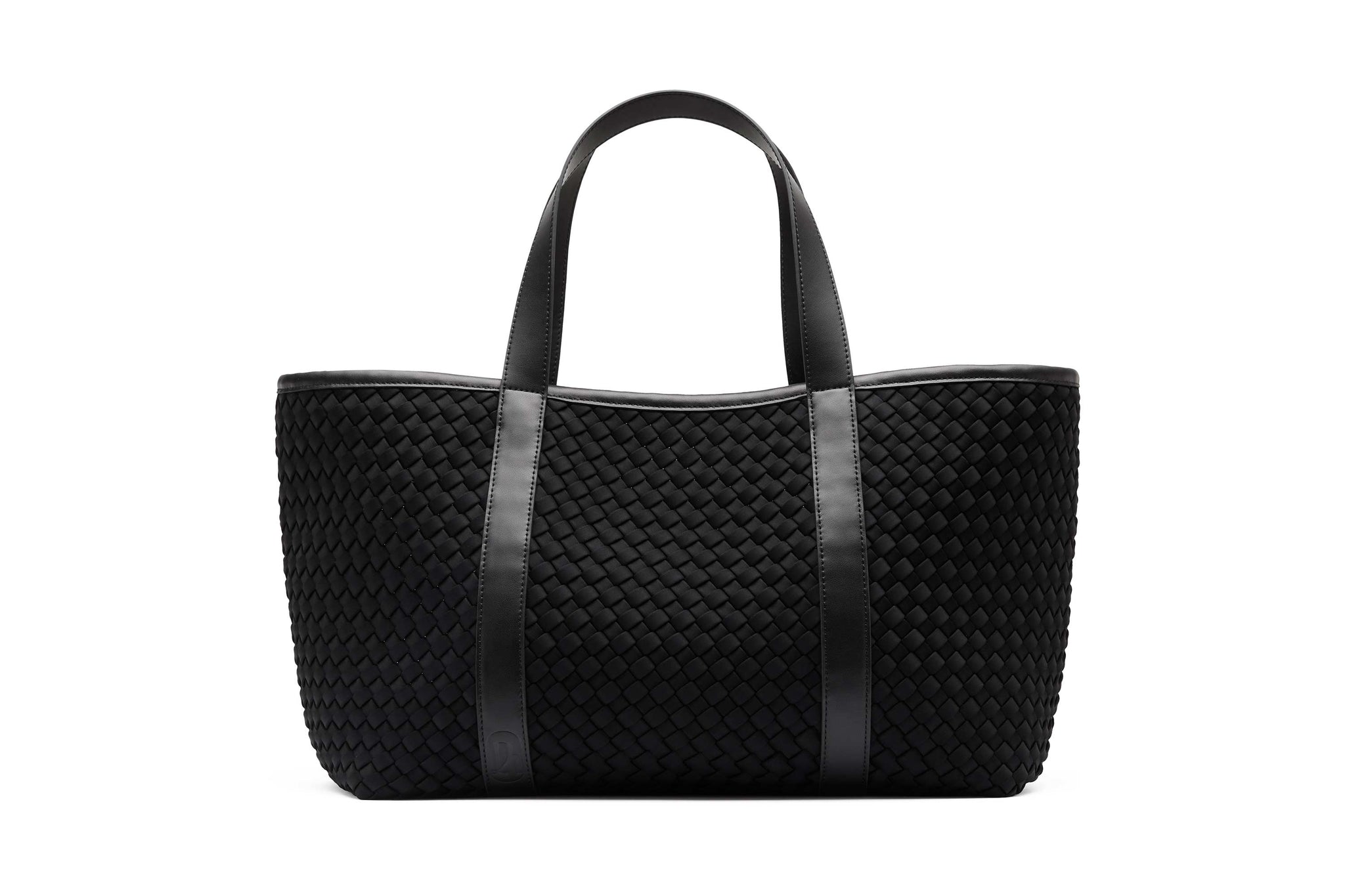 18.56 Rylan Uni-sex Black Woven Neoprene with Leather Carry-All Tote