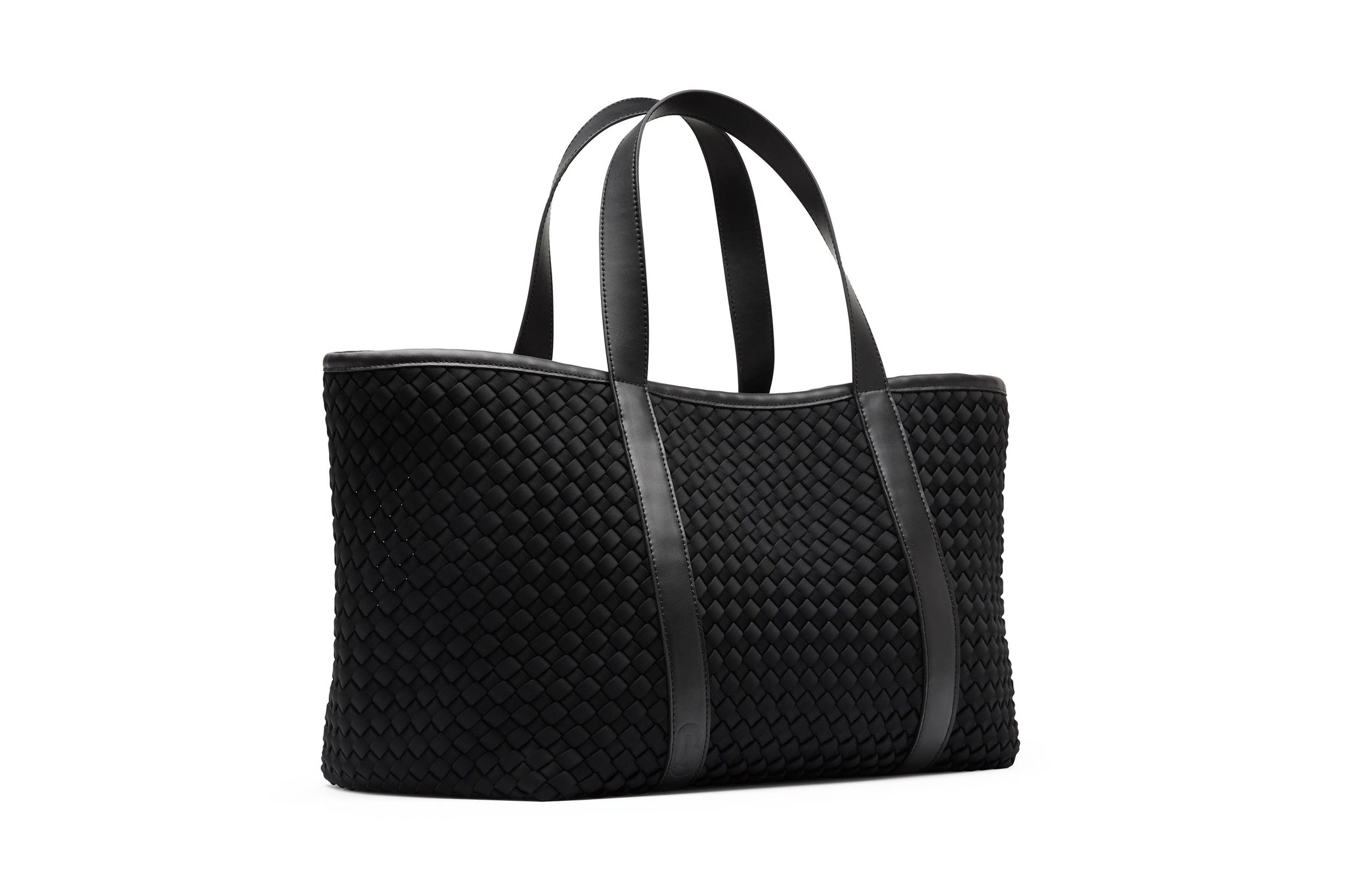18.56 Rylan Uni-sex Black Woven Neoprene with Leather Carry-All Tote | EOFY Sale