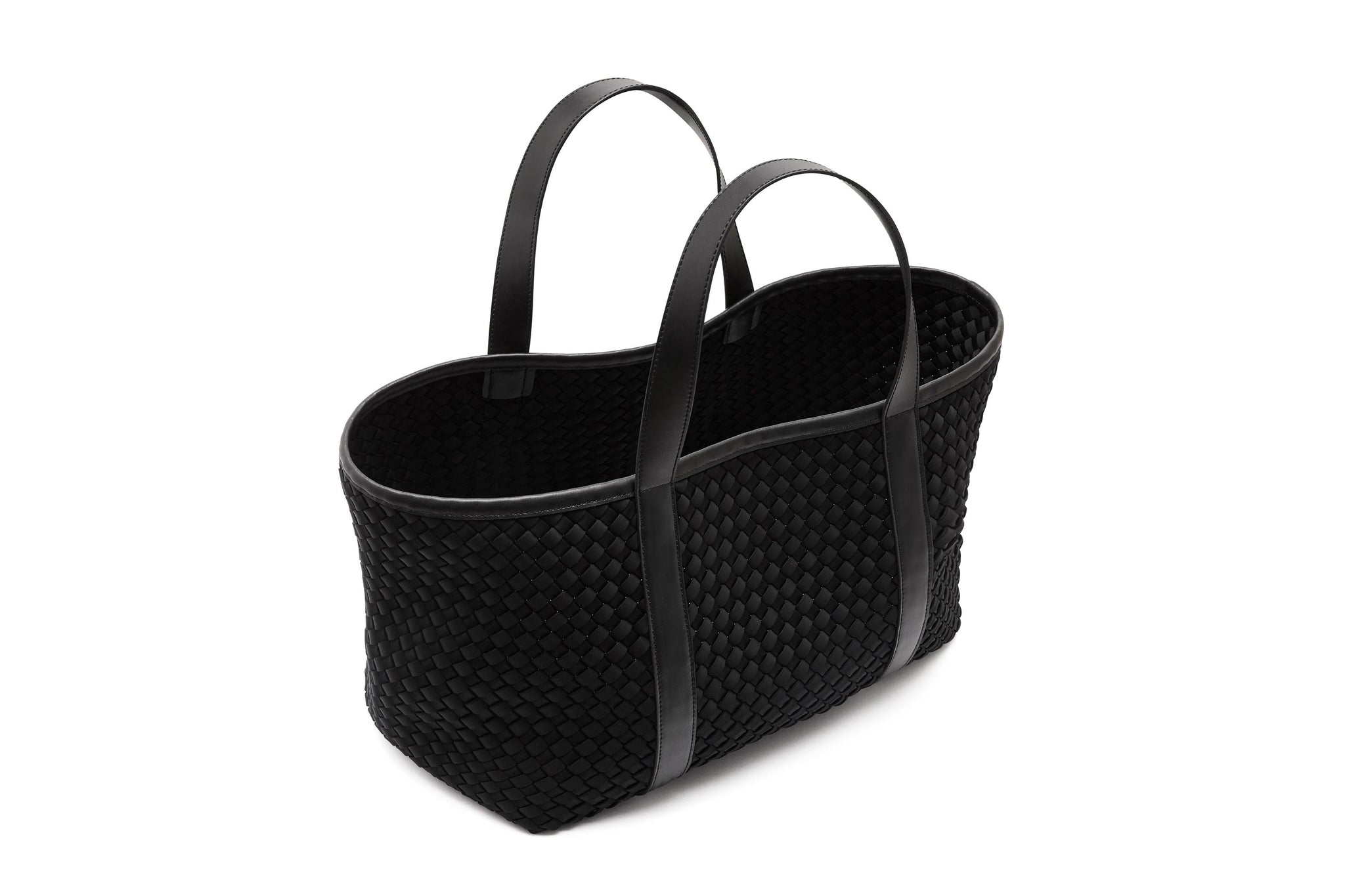 18.56 Rylan Uni-sex Black Woven Neoprene with Leather Carry-All Tote