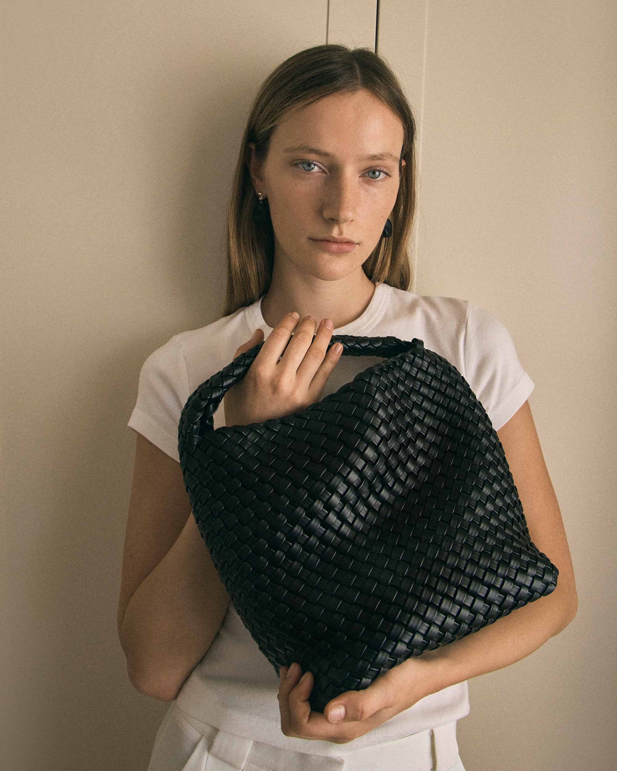 Rylan Black Alt-Leather Small Tote by Brooke Testoni