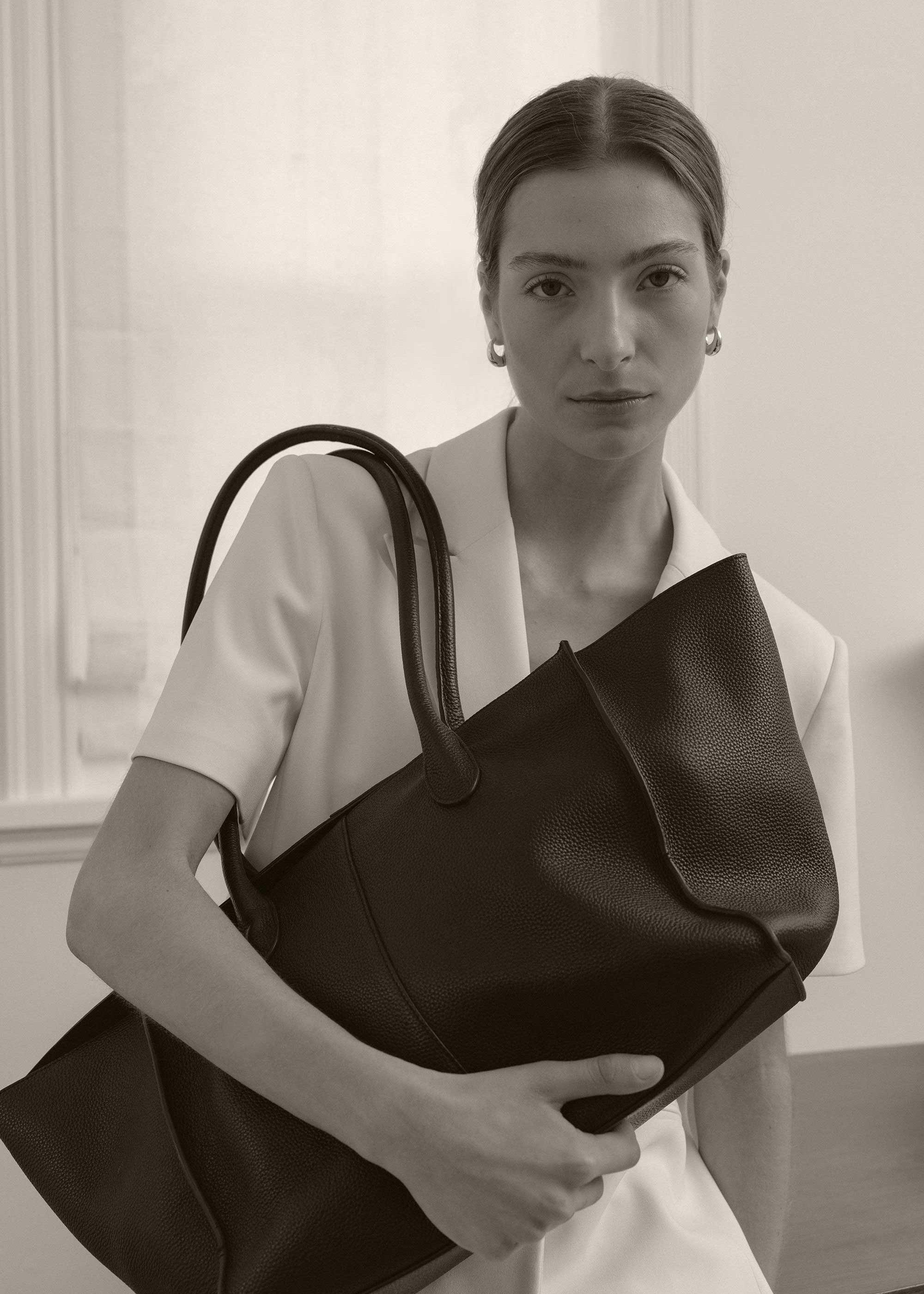 Rylan Black Grained Large Tote, by Brooke Testoni