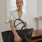 Rylan Black Grained Large Tote, by Brooke Testoni